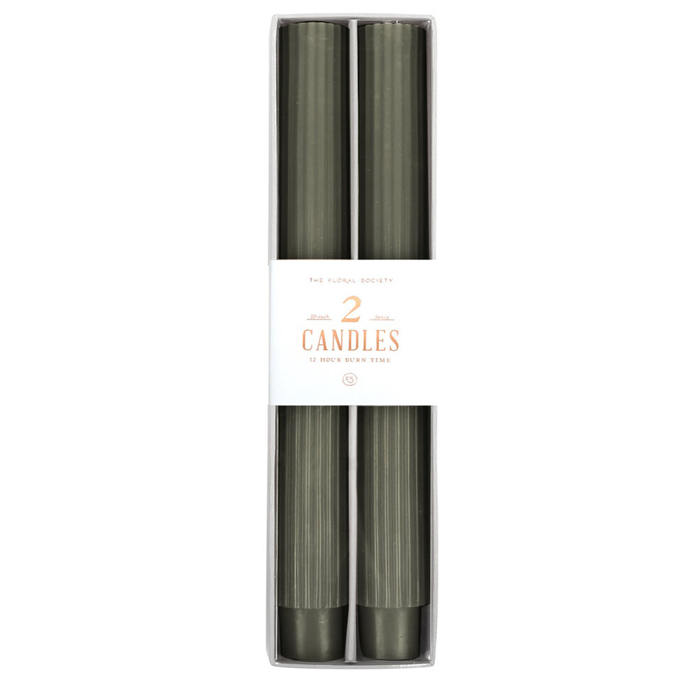 Fancy Taper 10" Candle - Moss