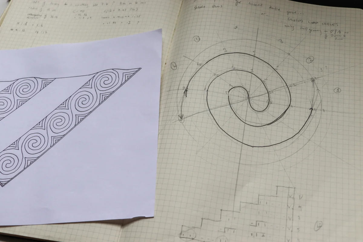 Newgrange shawl design notes