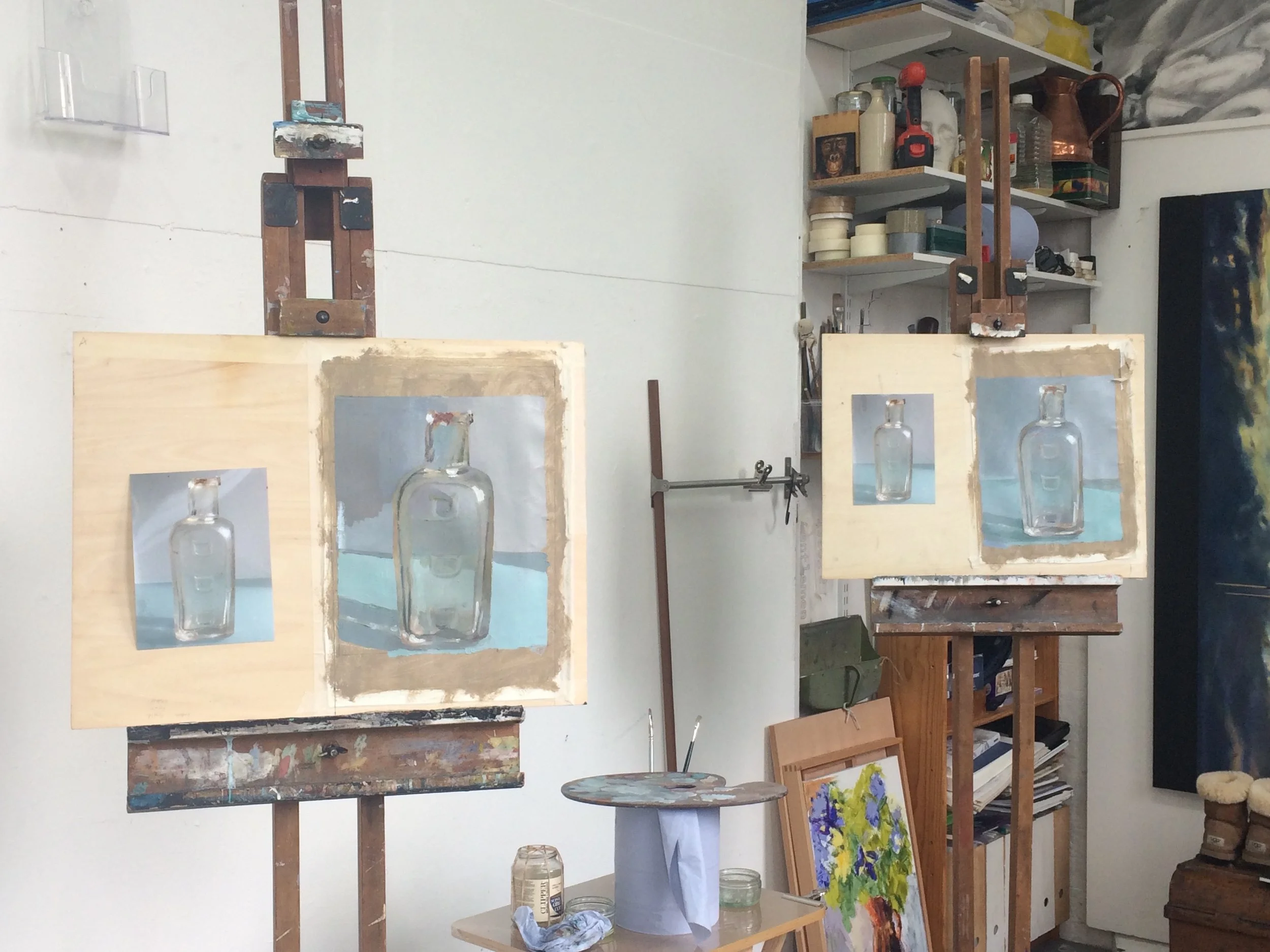 Students work in an oil painting class