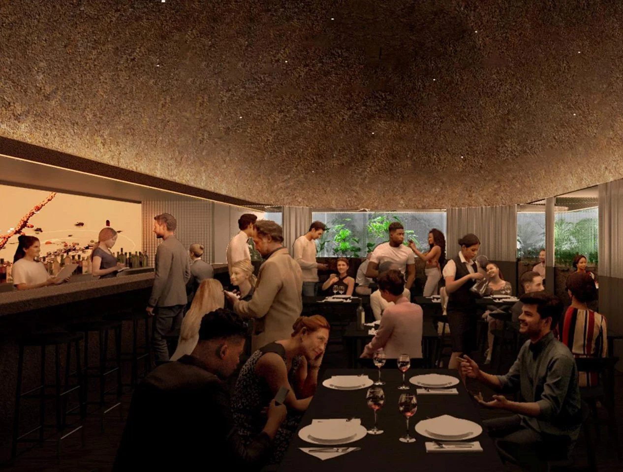 new museum oberon restaurant rendering interior