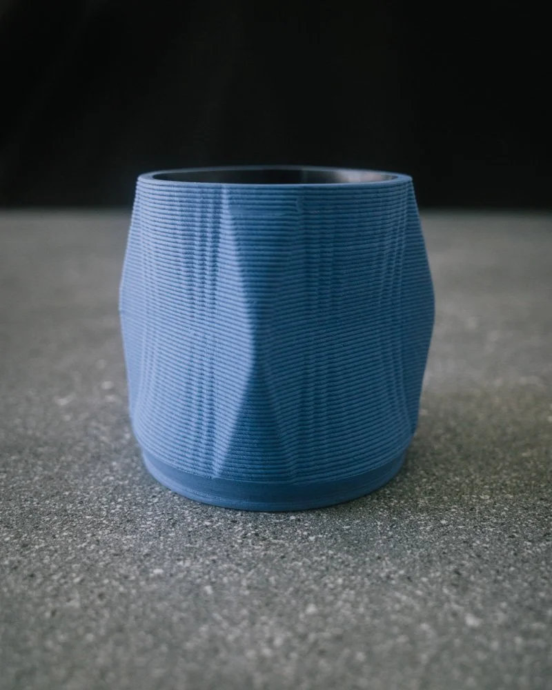 blue 3d printed porcelain cup