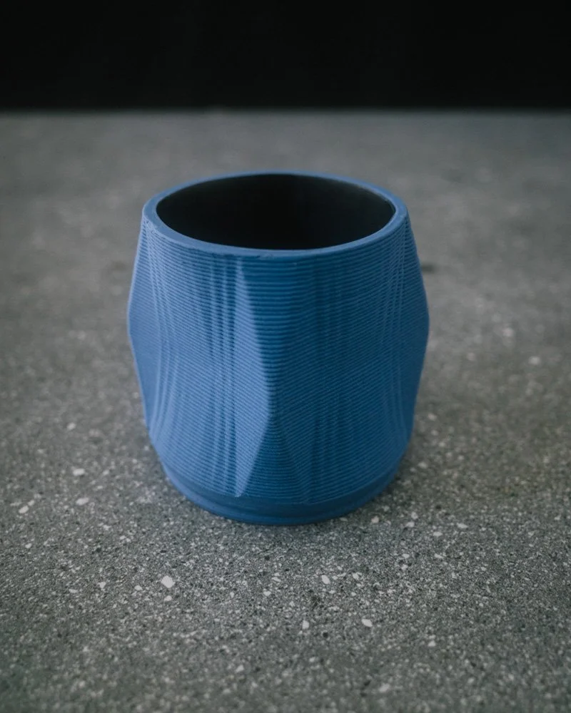 blue 3d printed porcelain cup