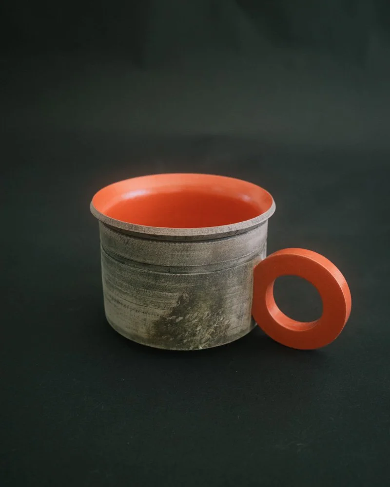 Brutalist Latte Mug #AZ004 - Red-Orange