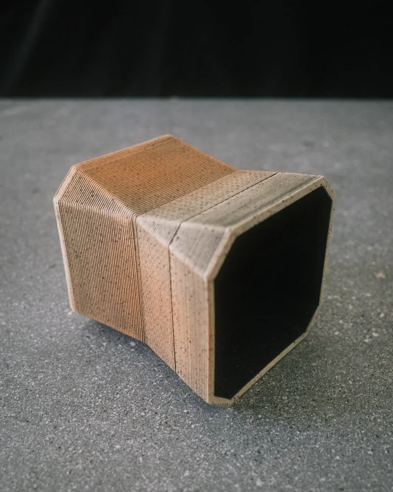 3D printed speckled stoneware vessel