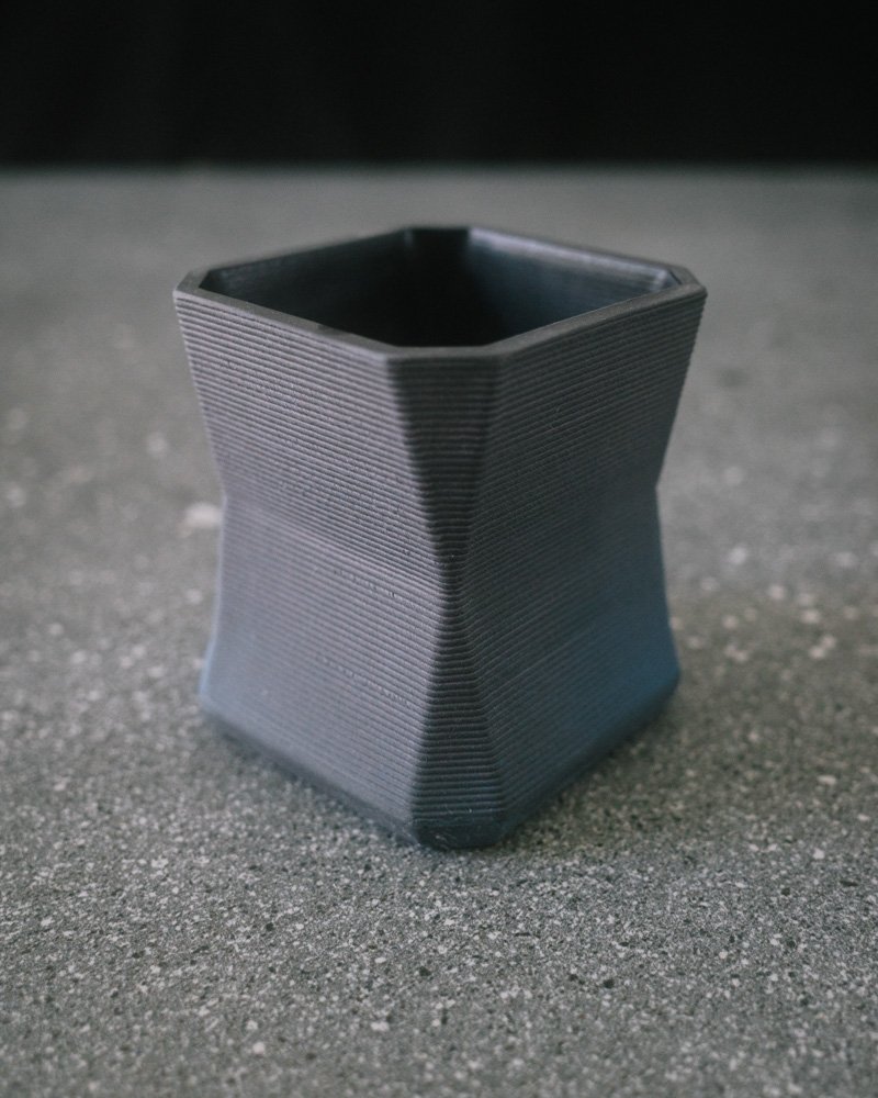 3D printed  black angular cup