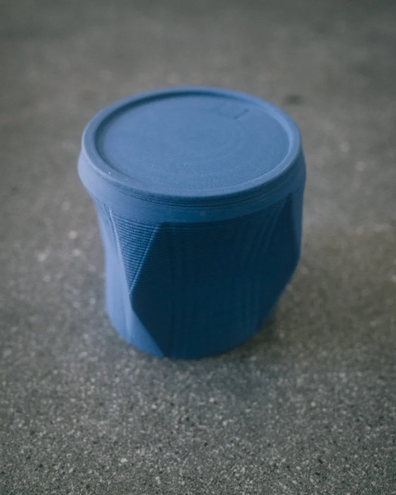 blue 3d printed porcelain cup