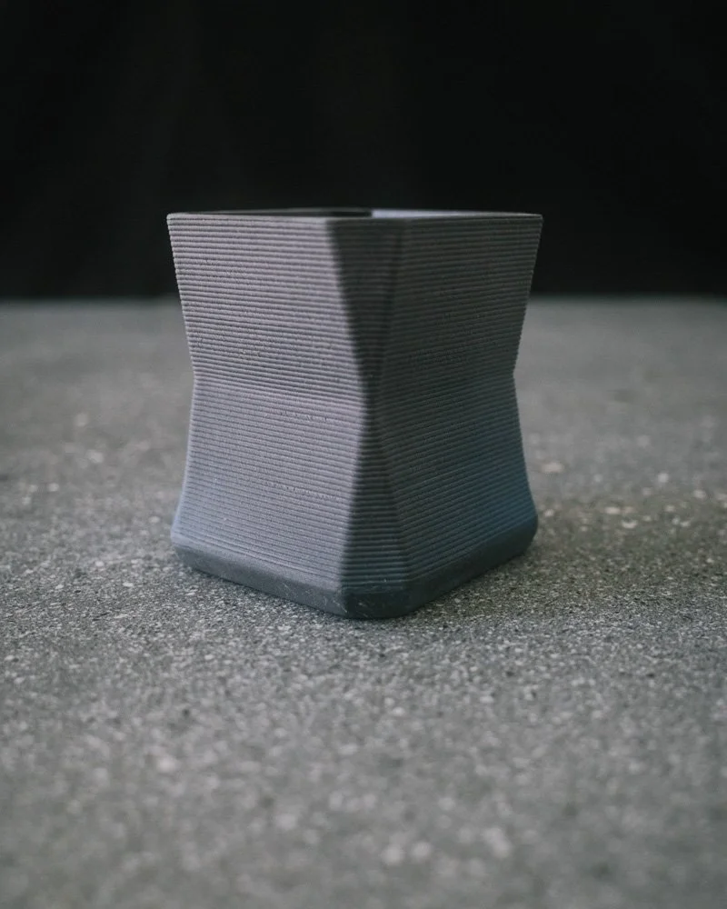 3D printed  black angular cup