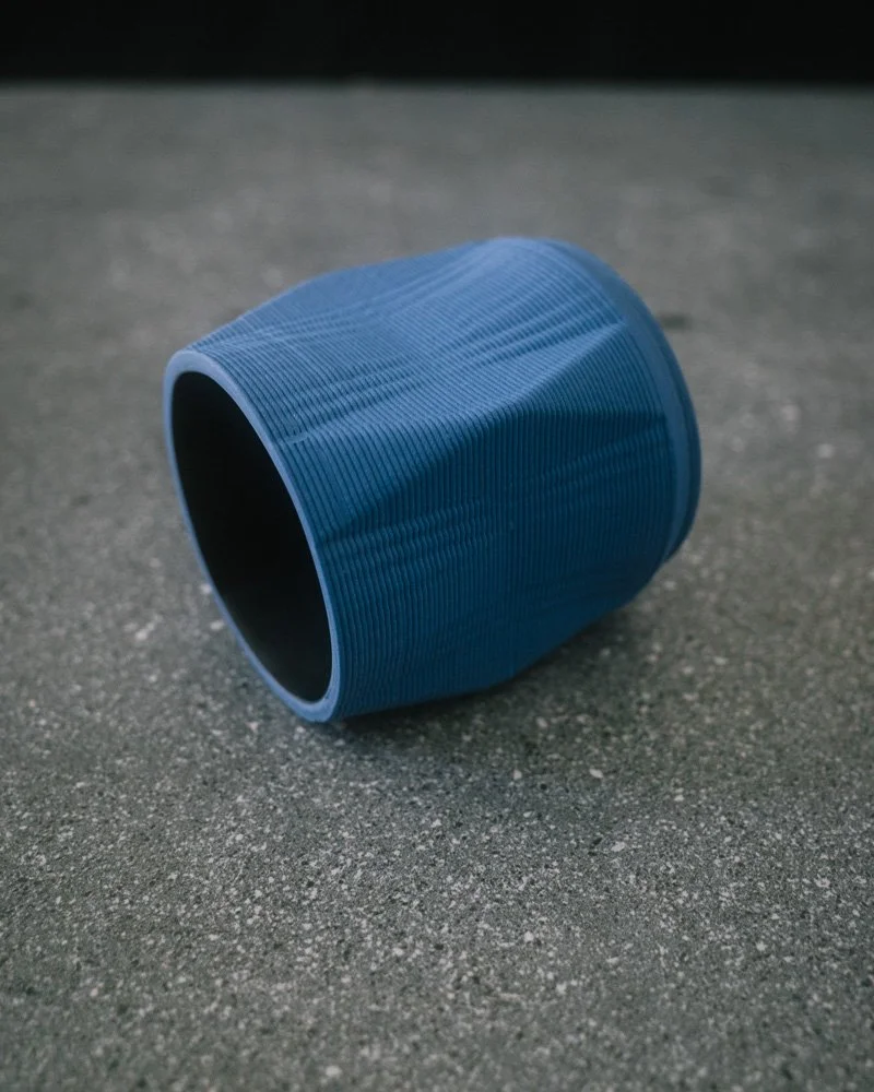 blue 3d printed porcelain cup