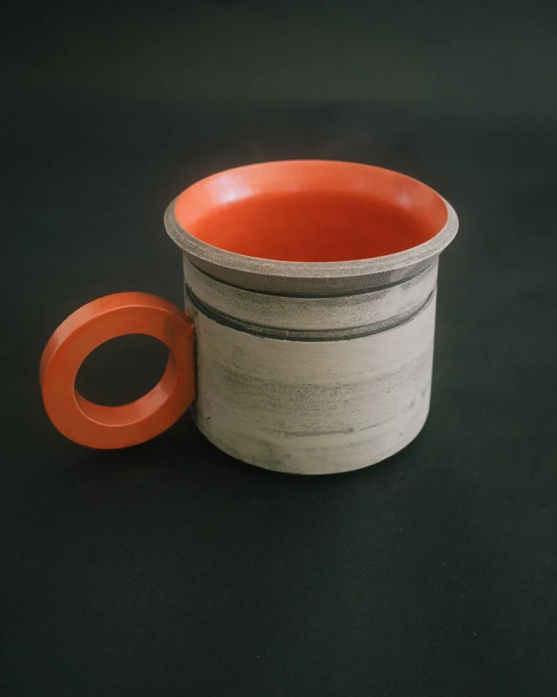 Brutalist Latte Mug #AZ005 - Red-Orange