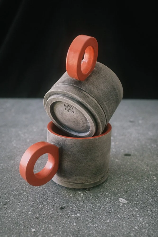 2 espresso grey cups