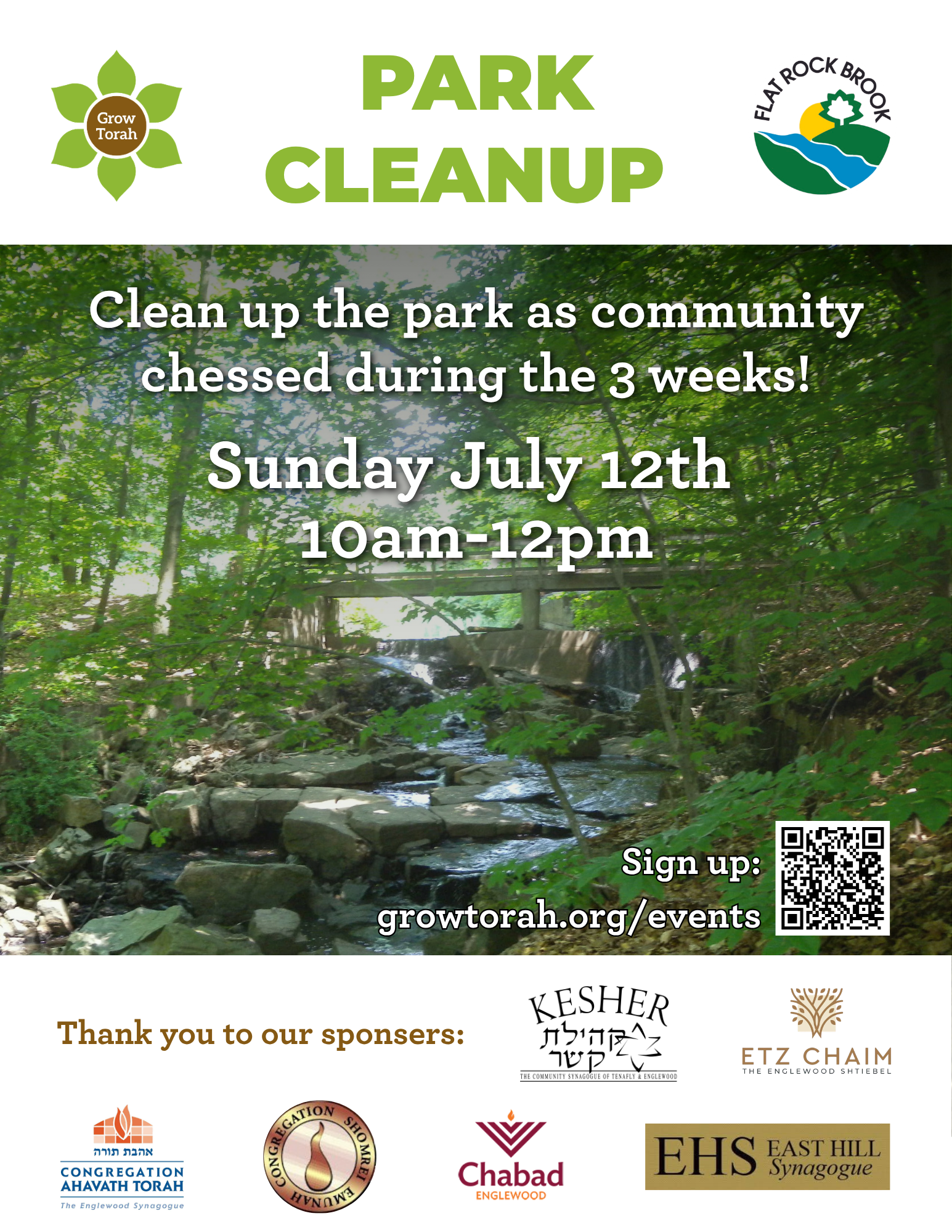 Park Cleanup with Flat Rock Brook