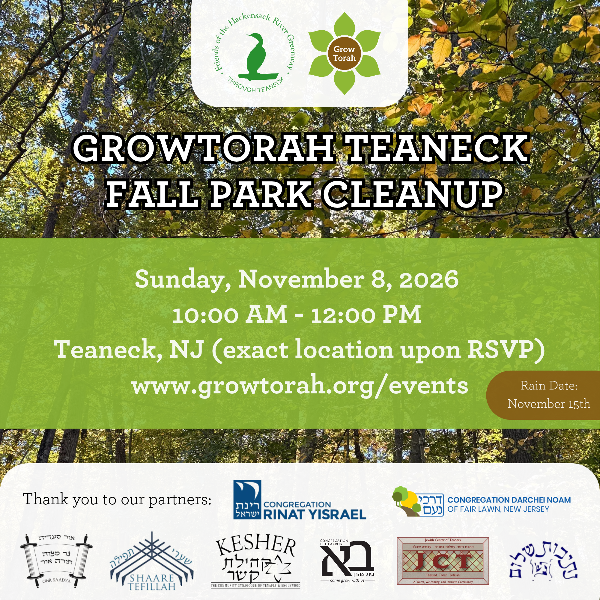 Teaneck Fall Park Cleanup 2026!