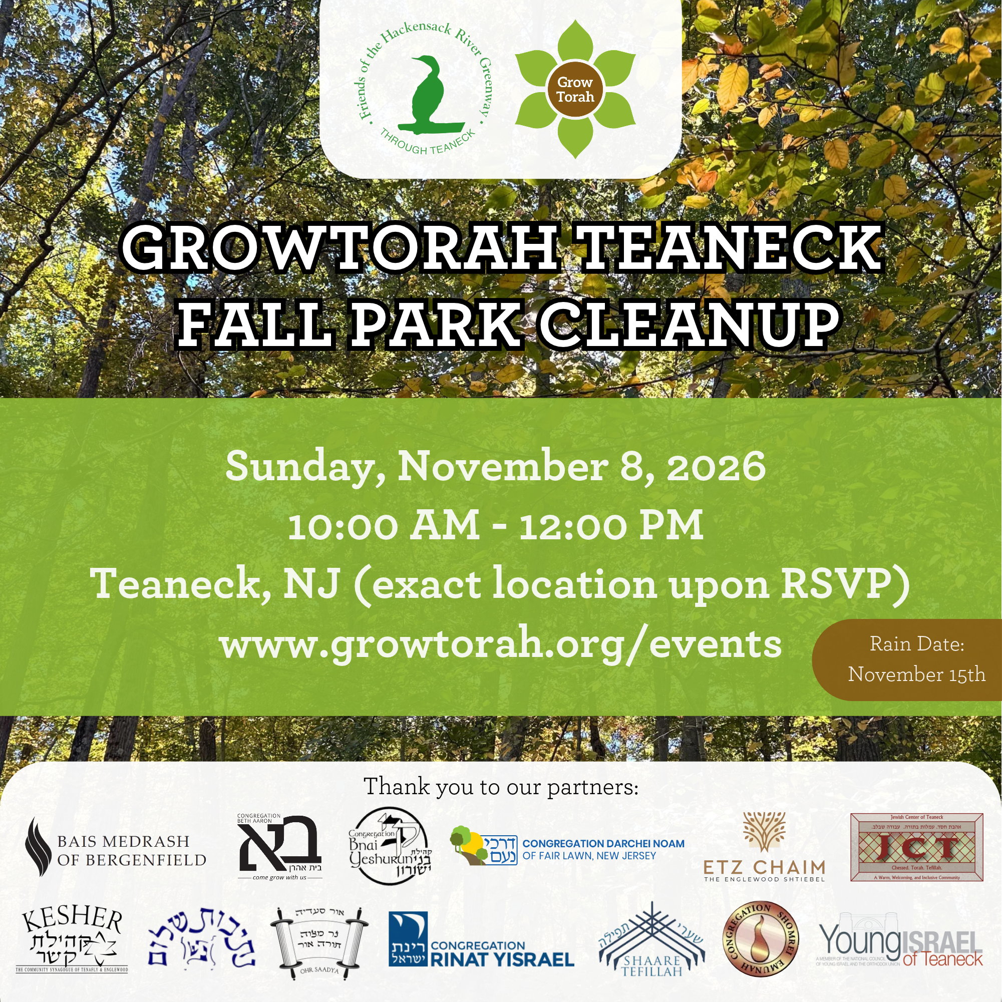 Teaneck Fall Park Cleanup 2026!