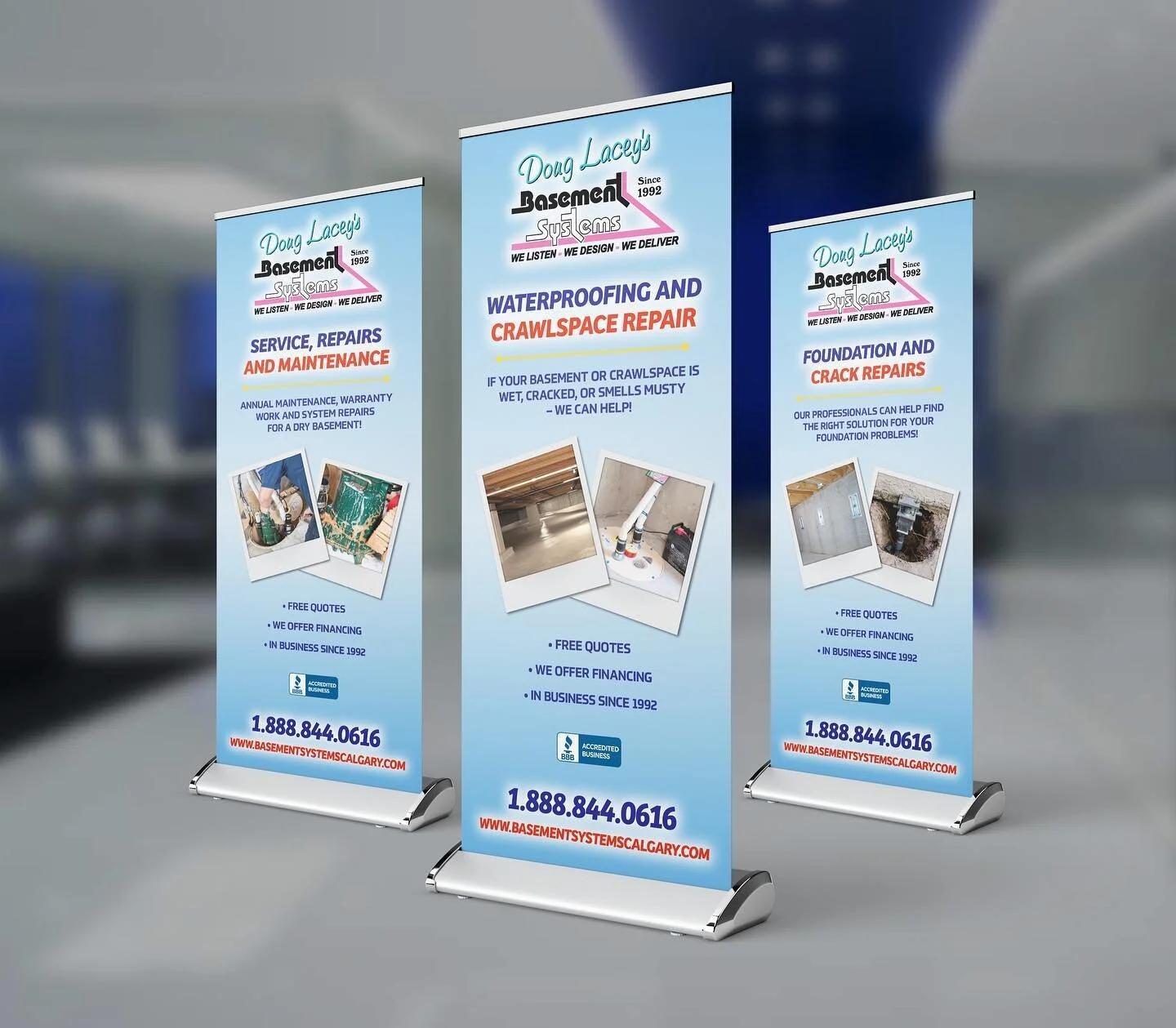 DLBSC Trade Show Banners
#newlooks #mockups #basements #foundationrepair #crawlspace #waterproofing #sumppump #since1992 #bannerdesigns #pullupbanner #rollupbanner #tradeshowdisplay #marketing #printdesigns #printmedia #campaigns #instagram #instades