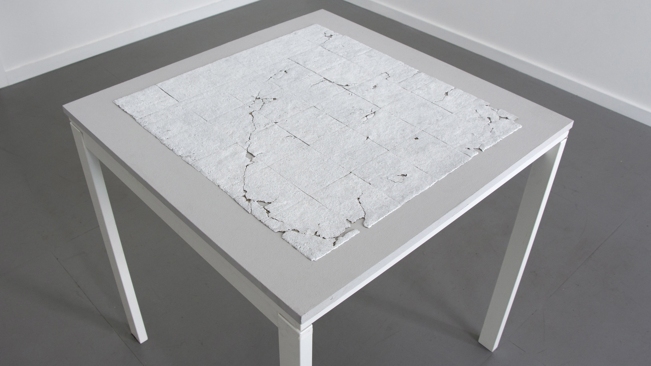 Forgotten Grid Acrylic medium and gesso on plywood base 33" x 33" 2018