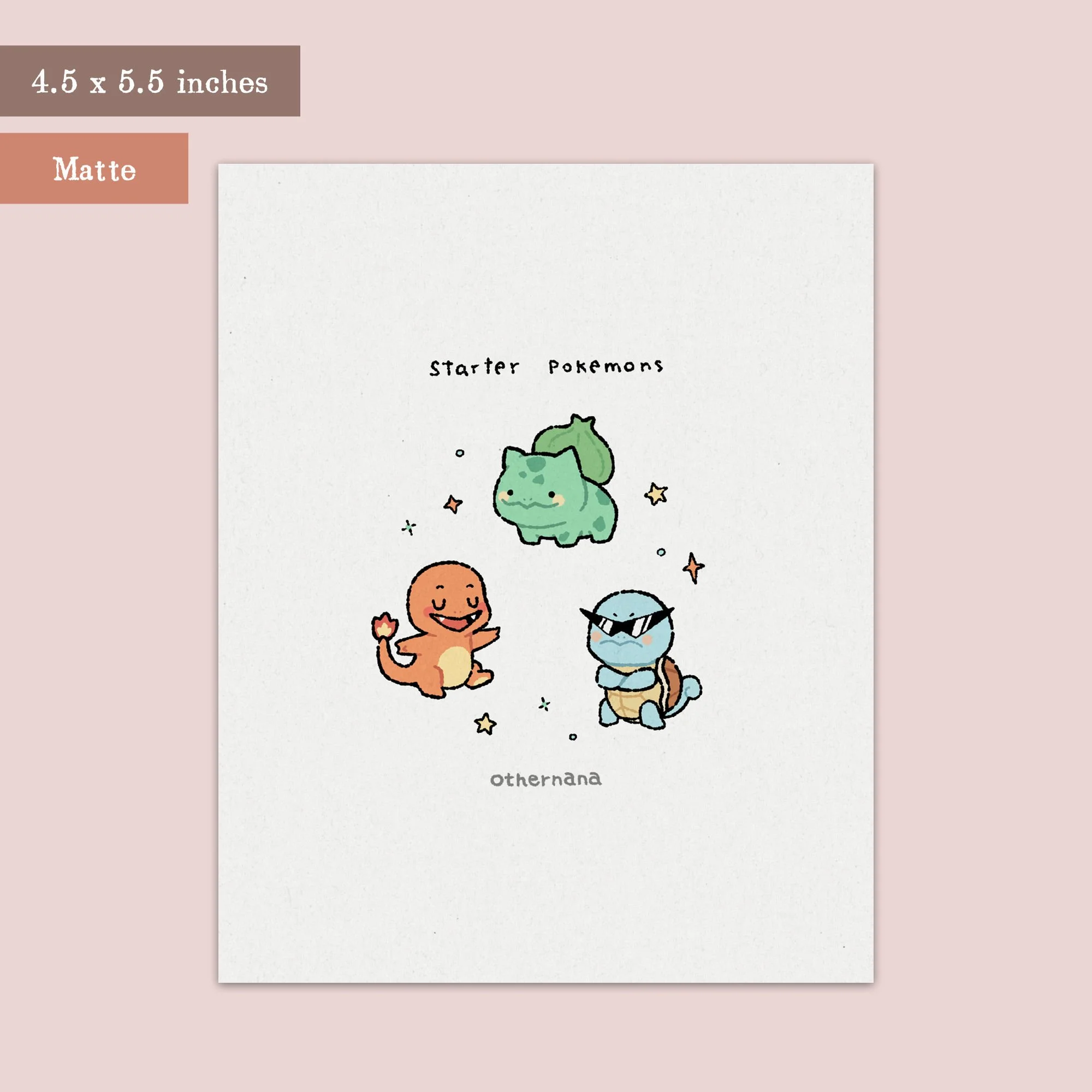 Starter Pokemons Print 4.5"x5.5"