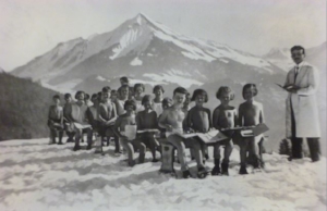 Children with tuberculosis in the 1920s, in the Swiss Alps, getting their dose of sunshine. 