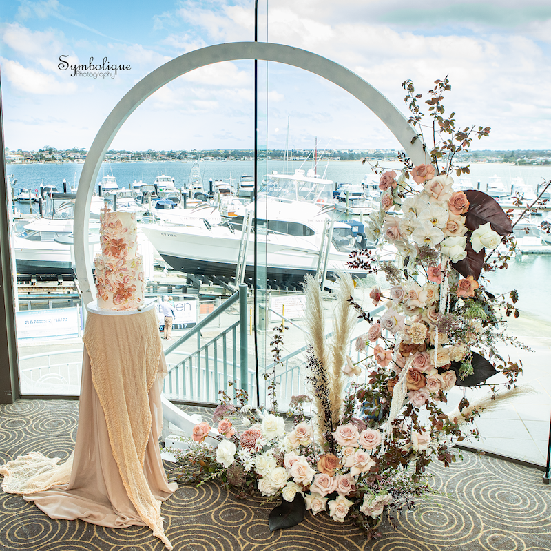 round arch flower backdrop hire sydney