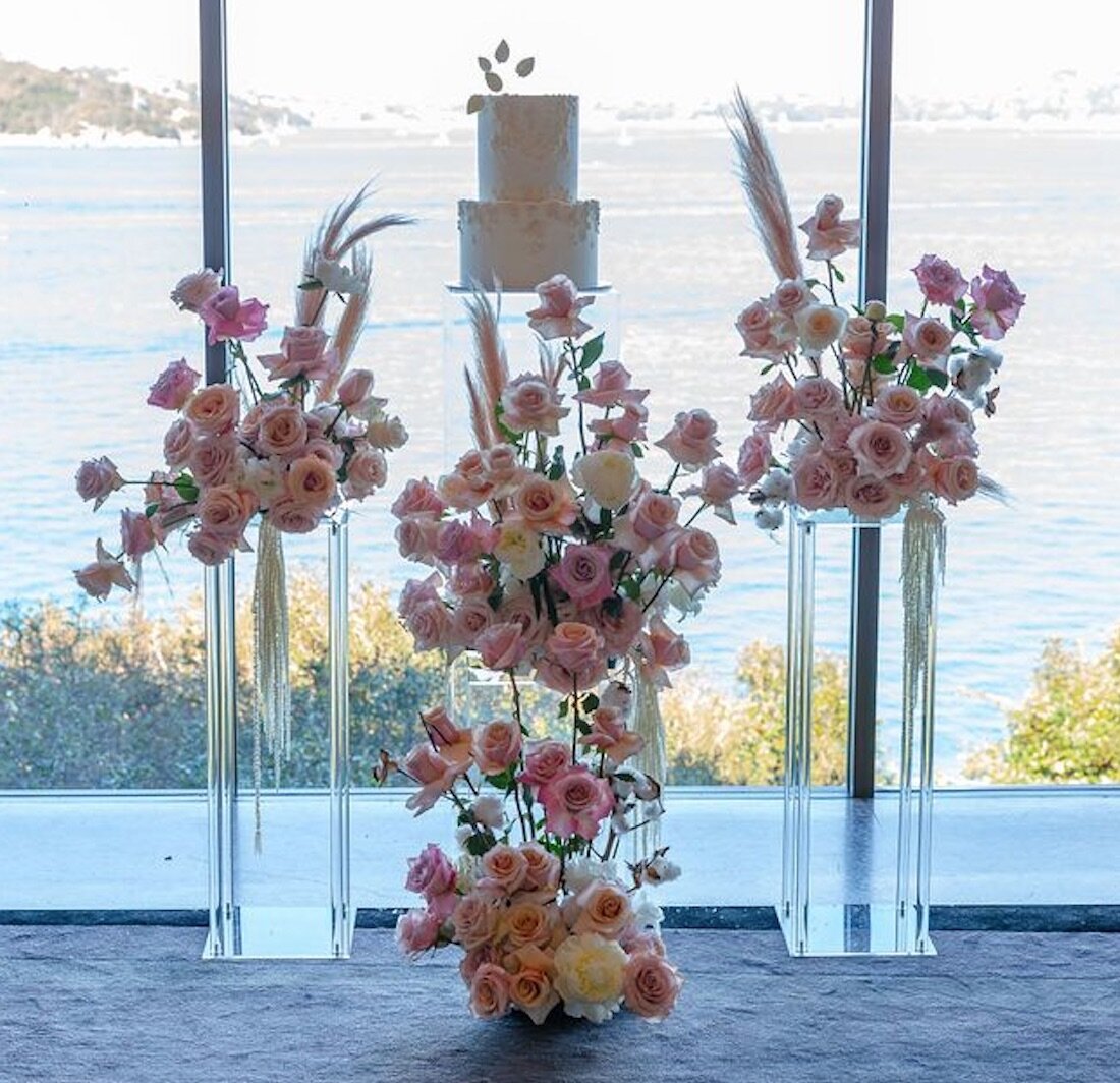 Cake backdrop flowers Sydney