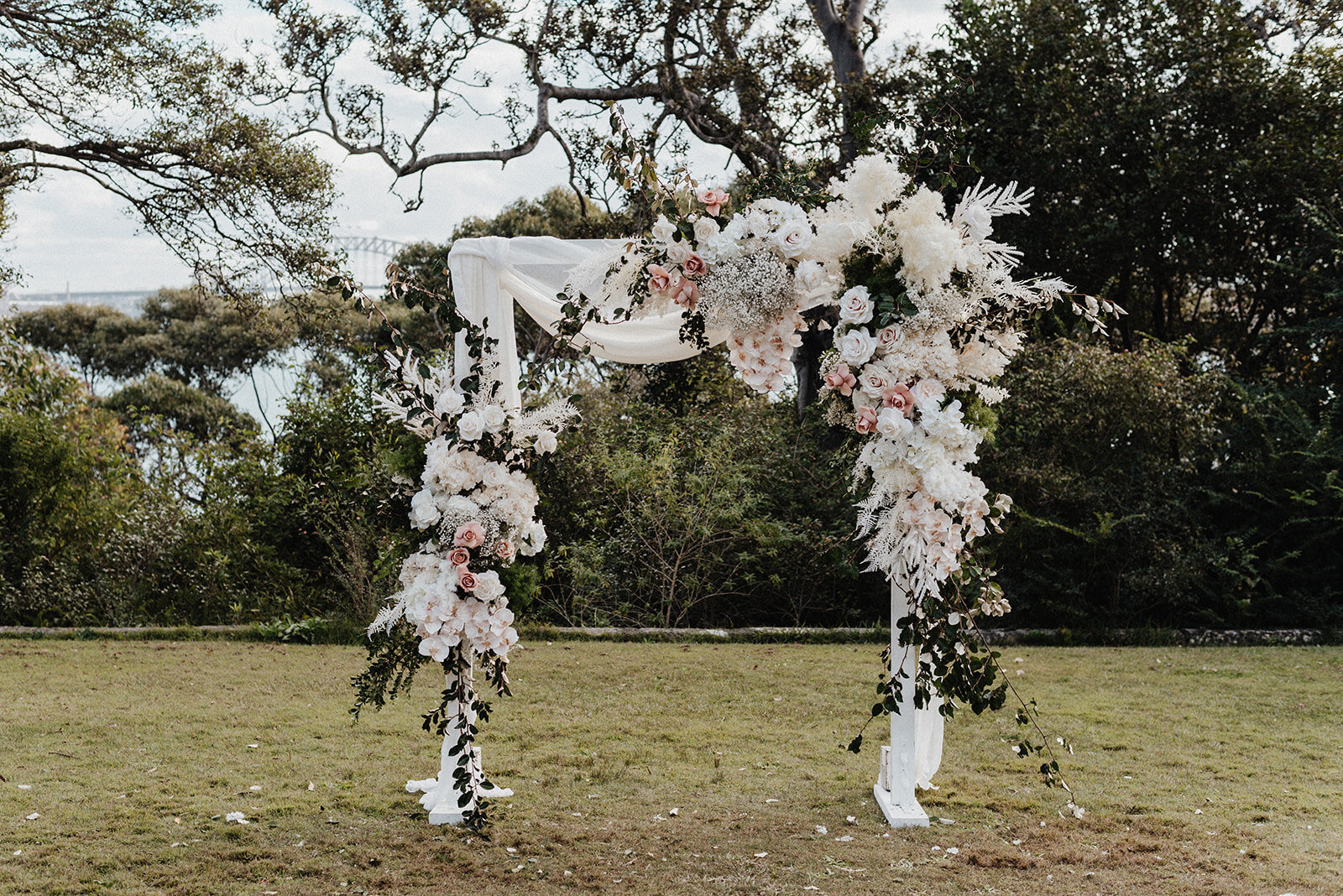 Athol Hall wedding flowers arch Chanele Rose flowers