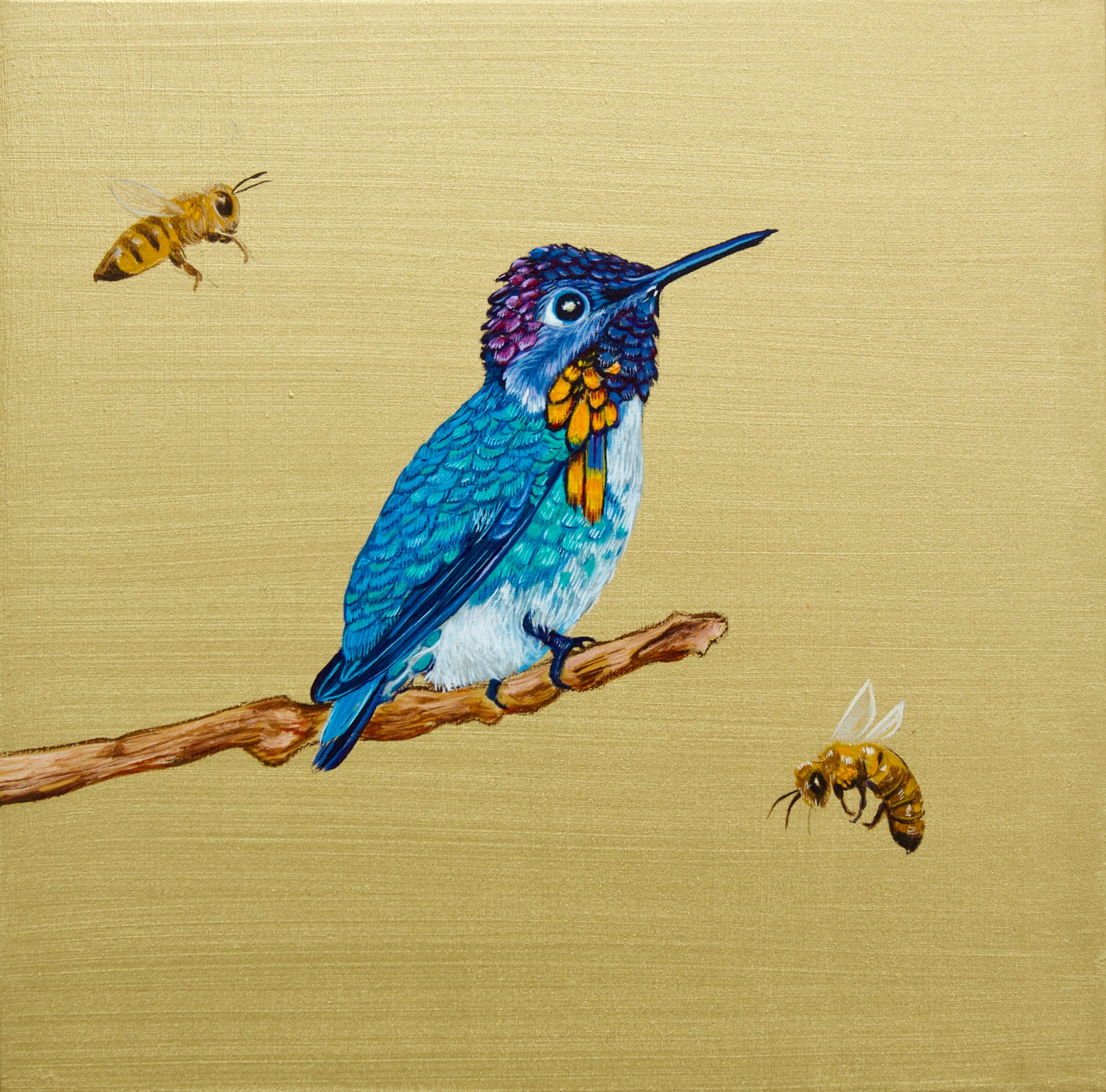 Bee Hummingbird with Bees II