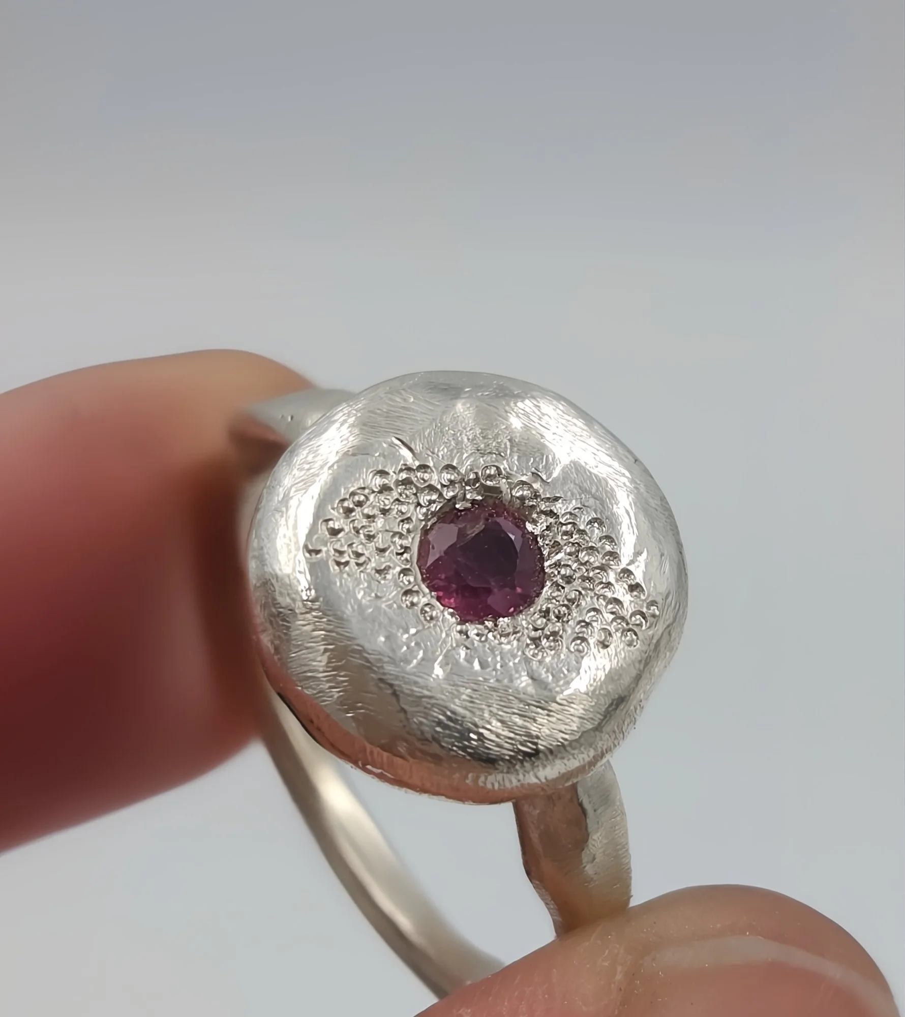 Ruby Flame Molten Silver Signet Ring