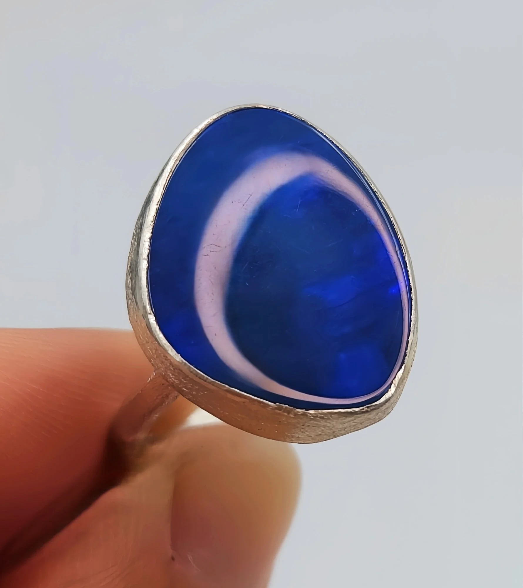 Handmade Australian Opal Doublet Ring | Sterling Silver Bezel, Size O