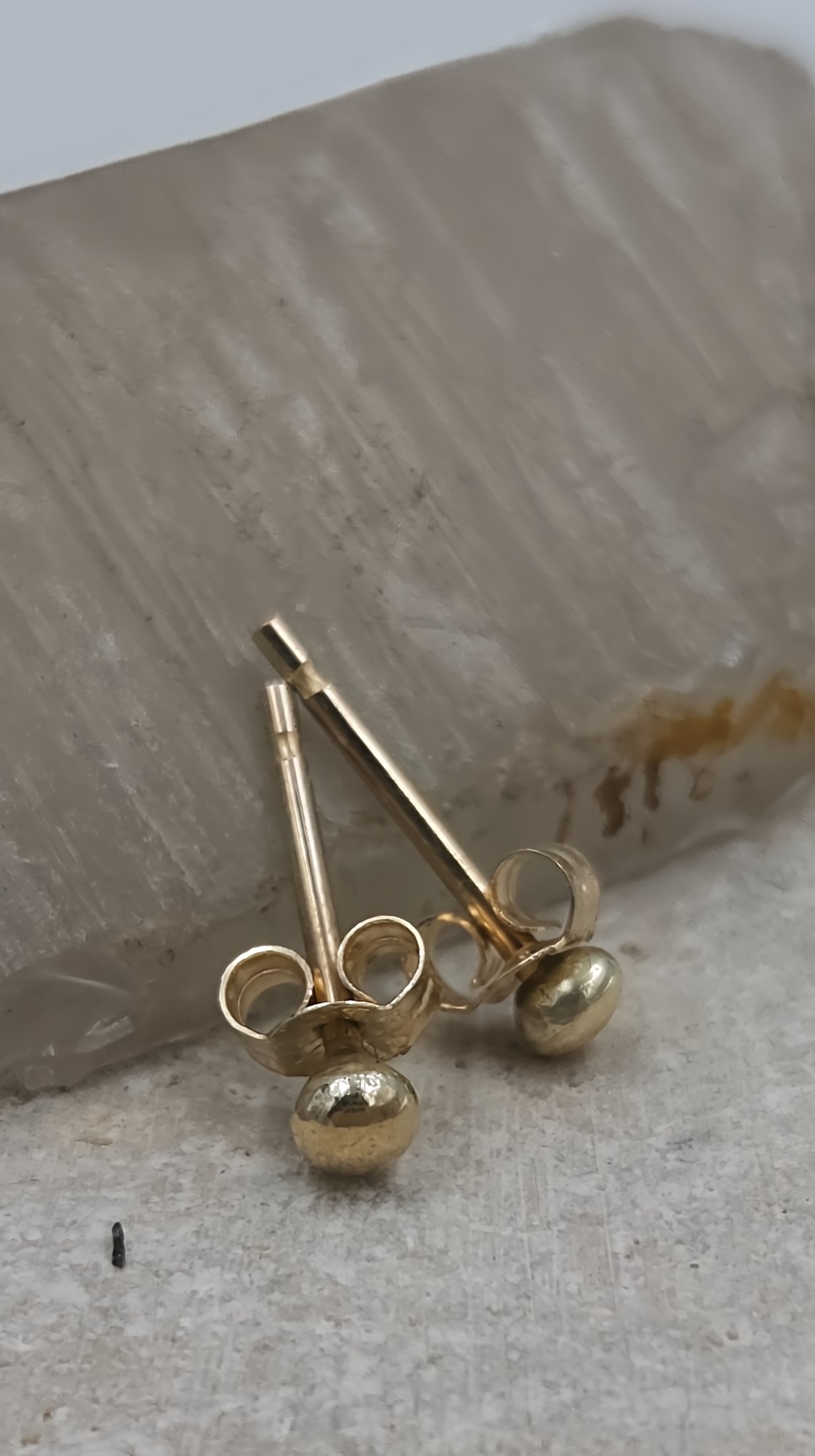 9ct Solid Gold Stud Earrings – Handmade Minimalist Fine Jewellery, 3mm