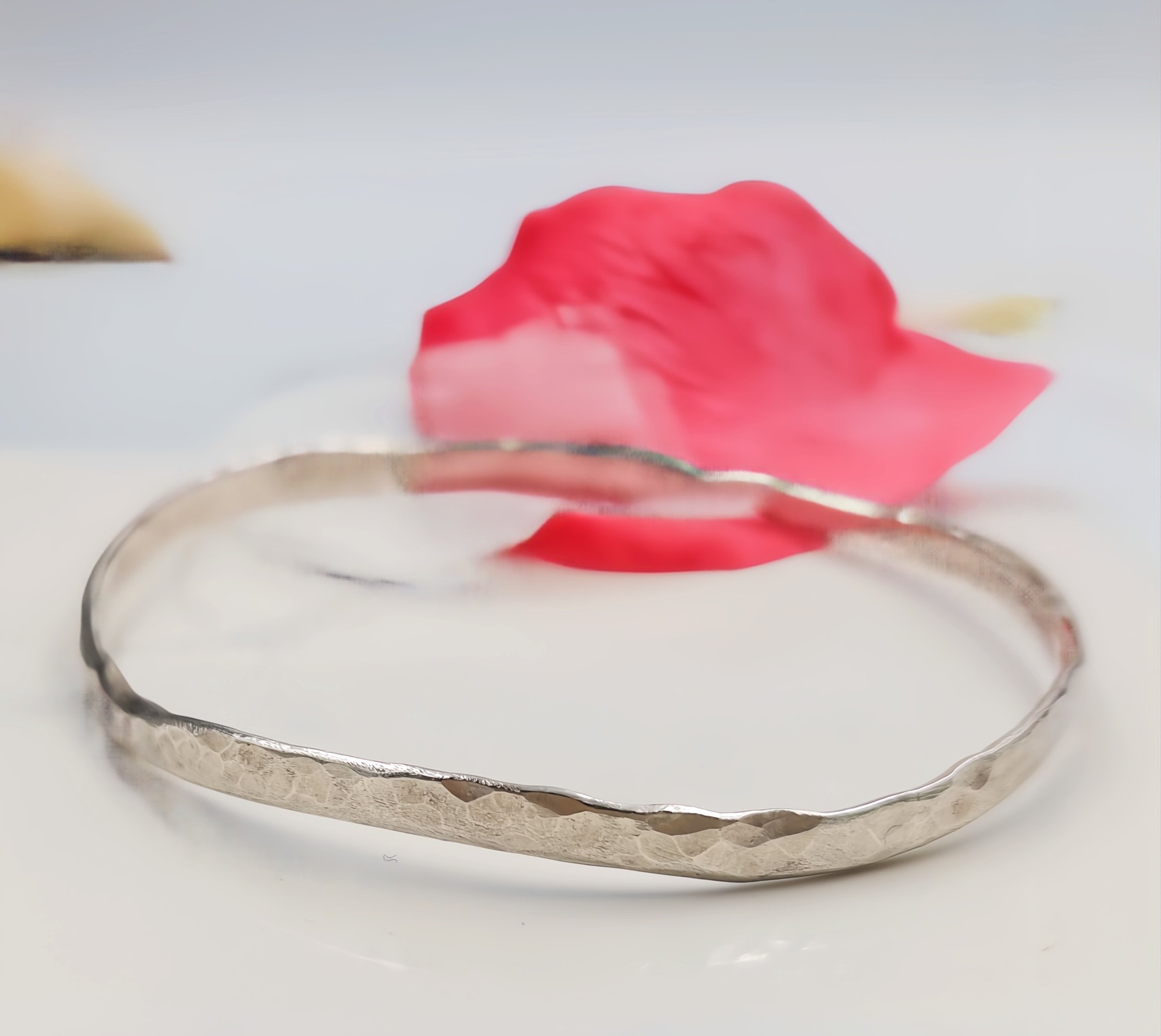 Eco-Friendly Hammered Sterling Silver Bangle