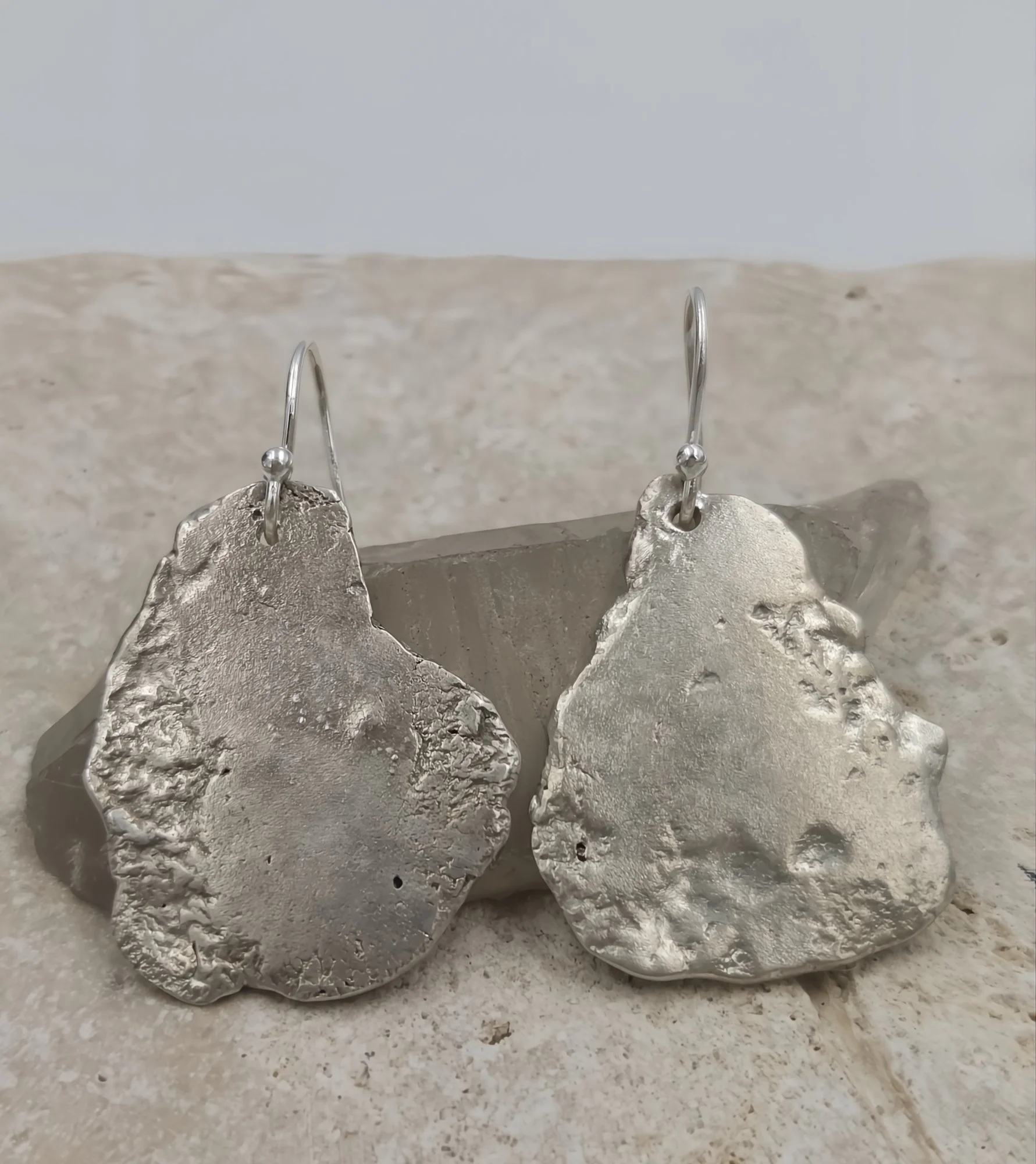 Molten Sterling Silver Drop Earrings – Large Organic One-of-a-Kind
