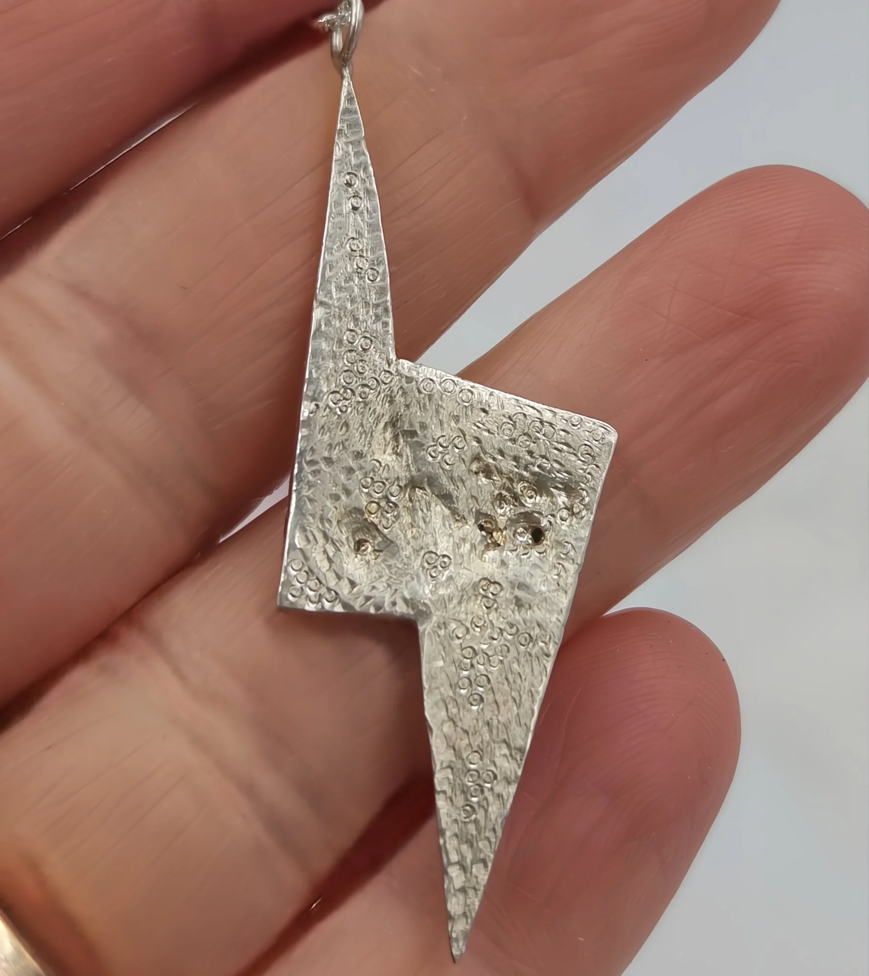 Molten Sterling Silver Lightning Bolt Pendant – One-of-a-Kind