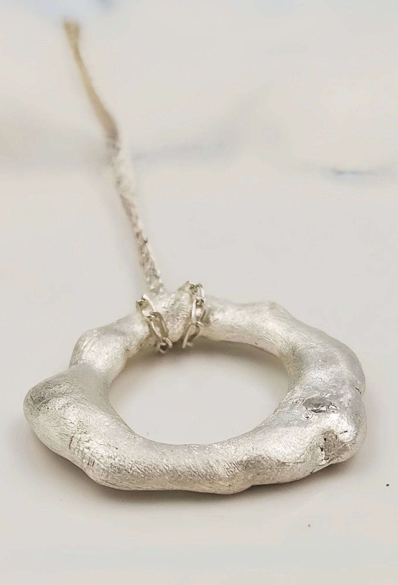 Hand Forged Sterling Silver Molten Pendant