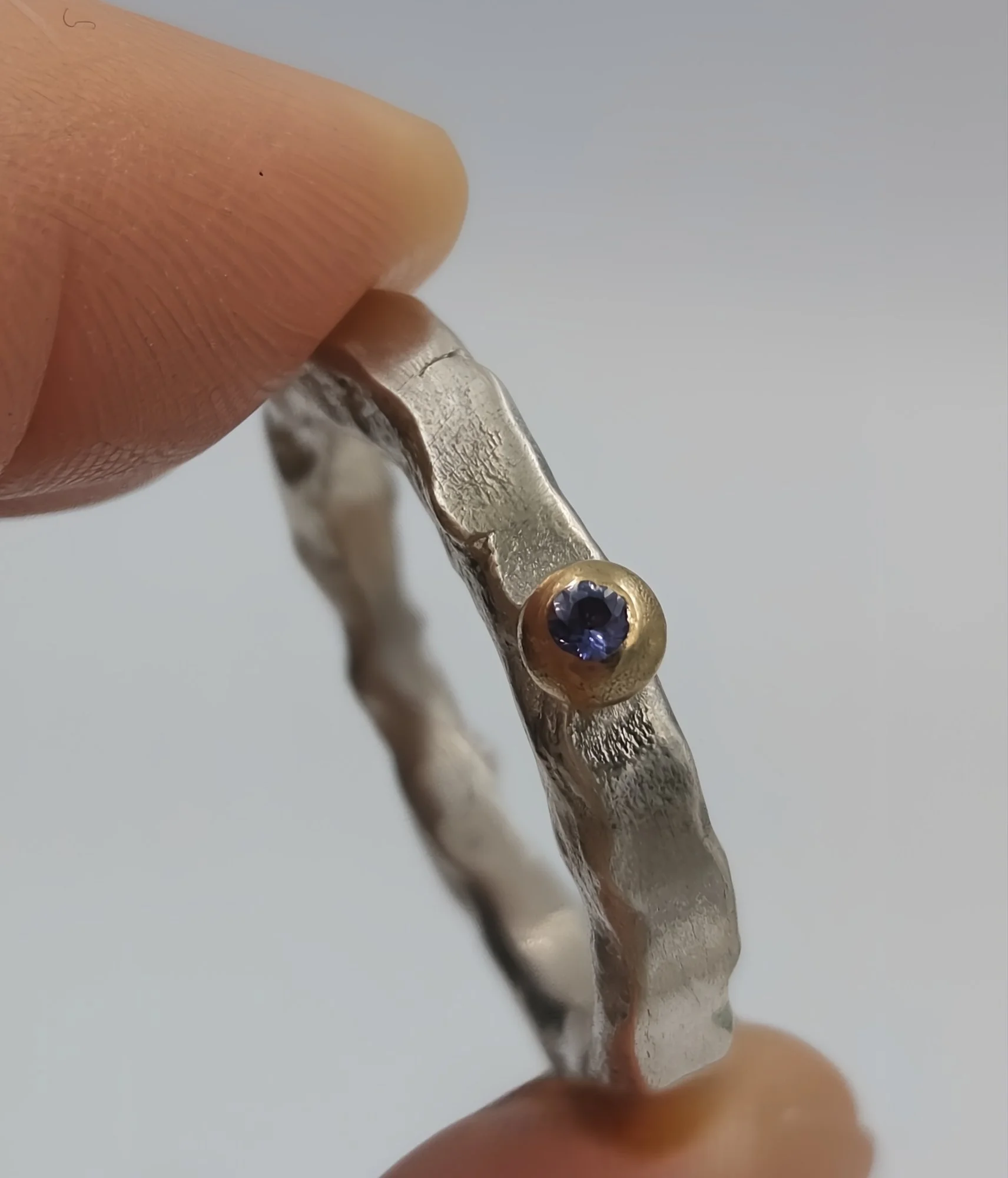 Iolite & Gold Fusion Sterling Silver Ring