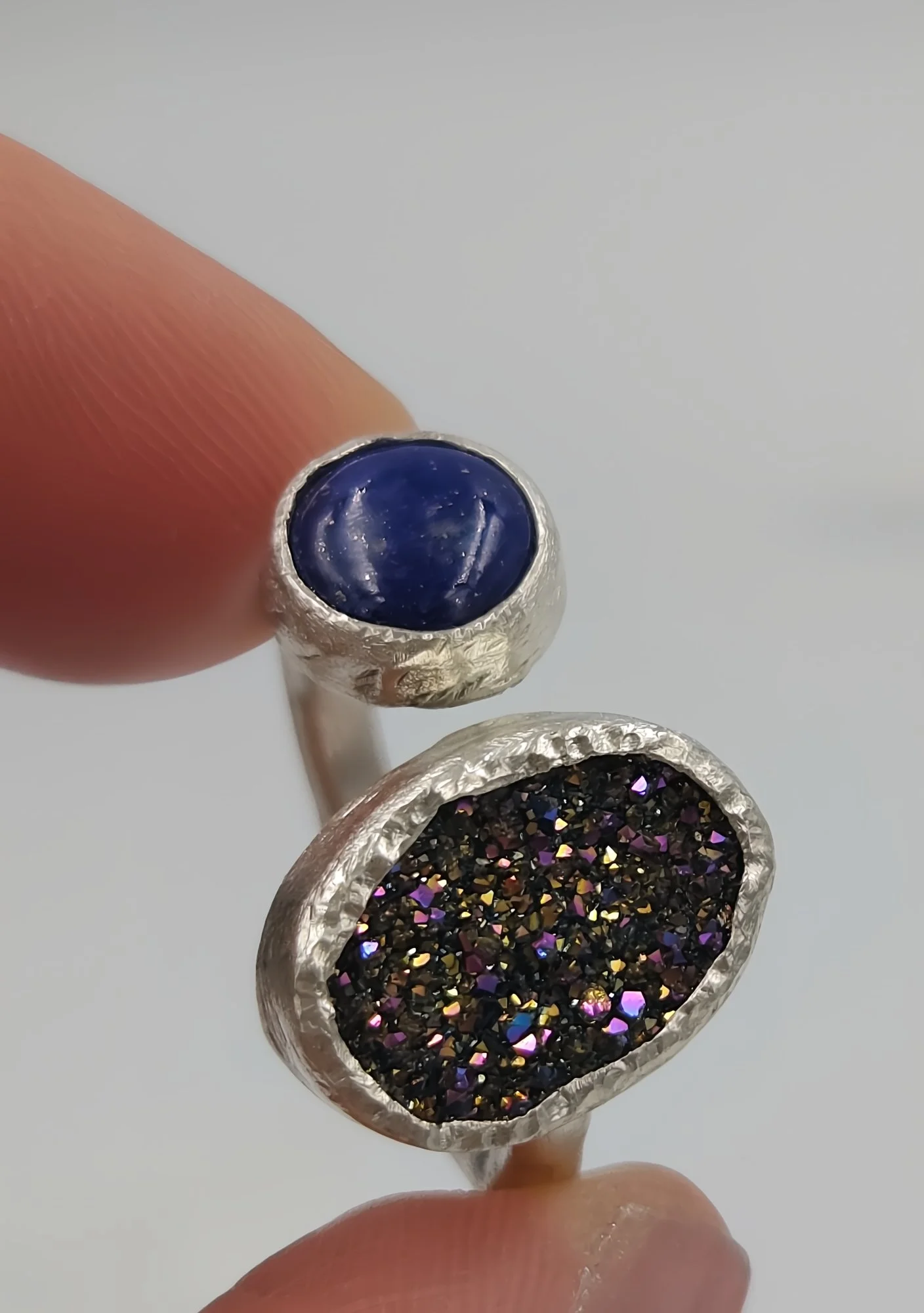 Rainbow and Lapis Toi et Moi Ring - Size P