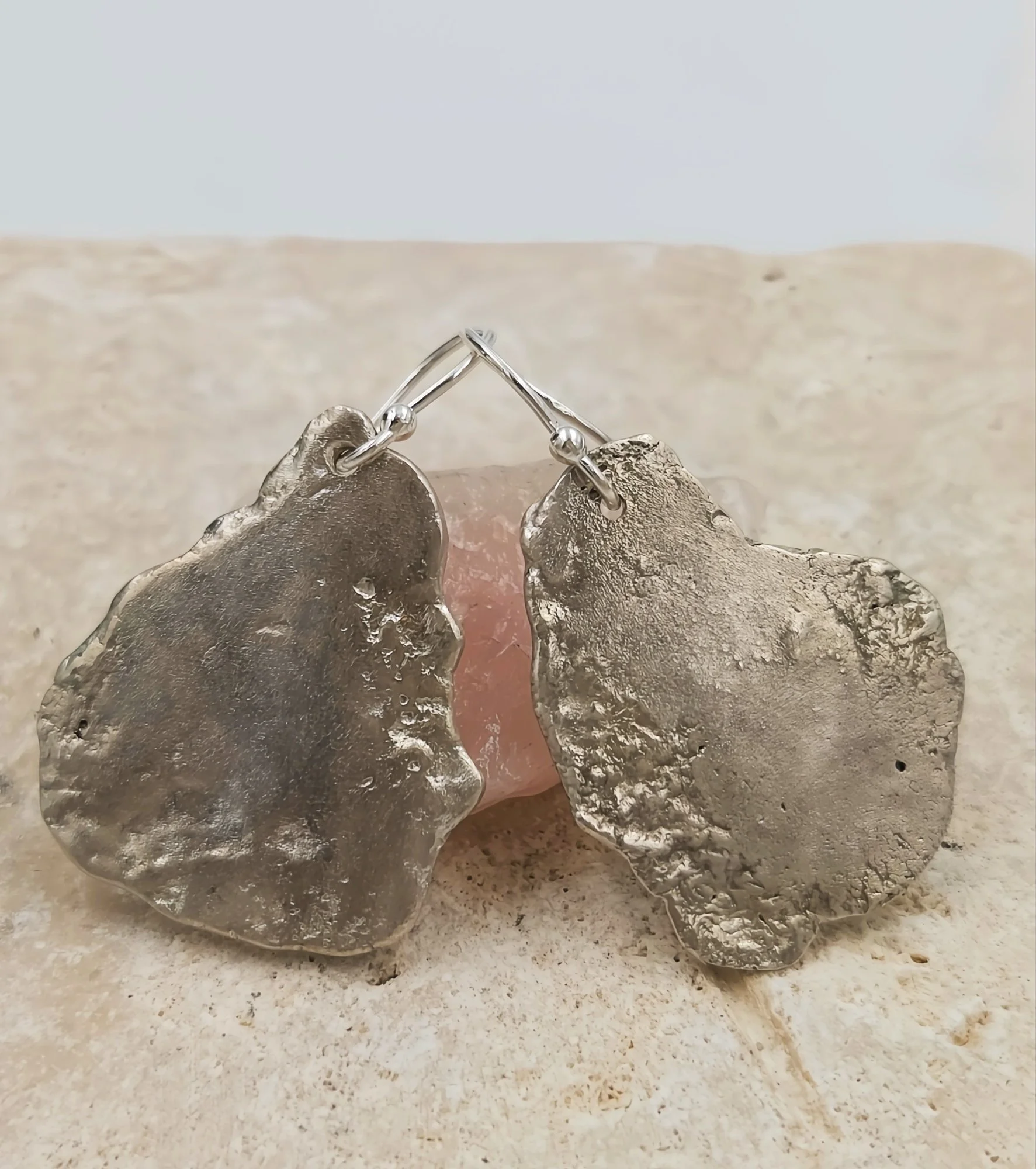 Molten Sterling Silver Drop Earrings – Large Organic One-of-a-Kind