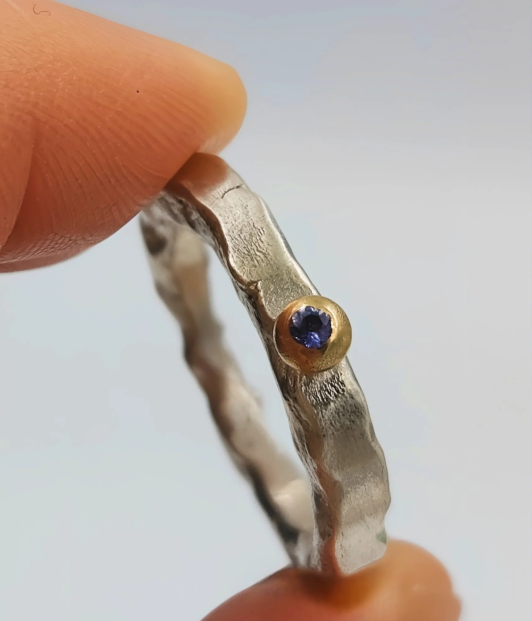 Iolite & Gold Fusion Sterling Silver Ring