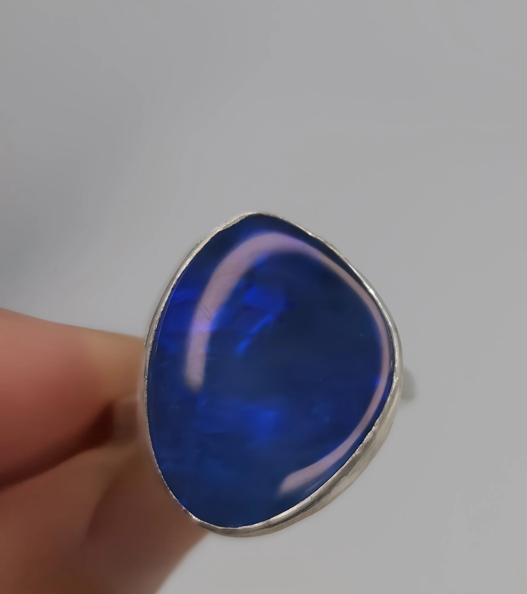 Handmade Australian Opal Doublet Ring | Sterling Silver Bezel, Size O