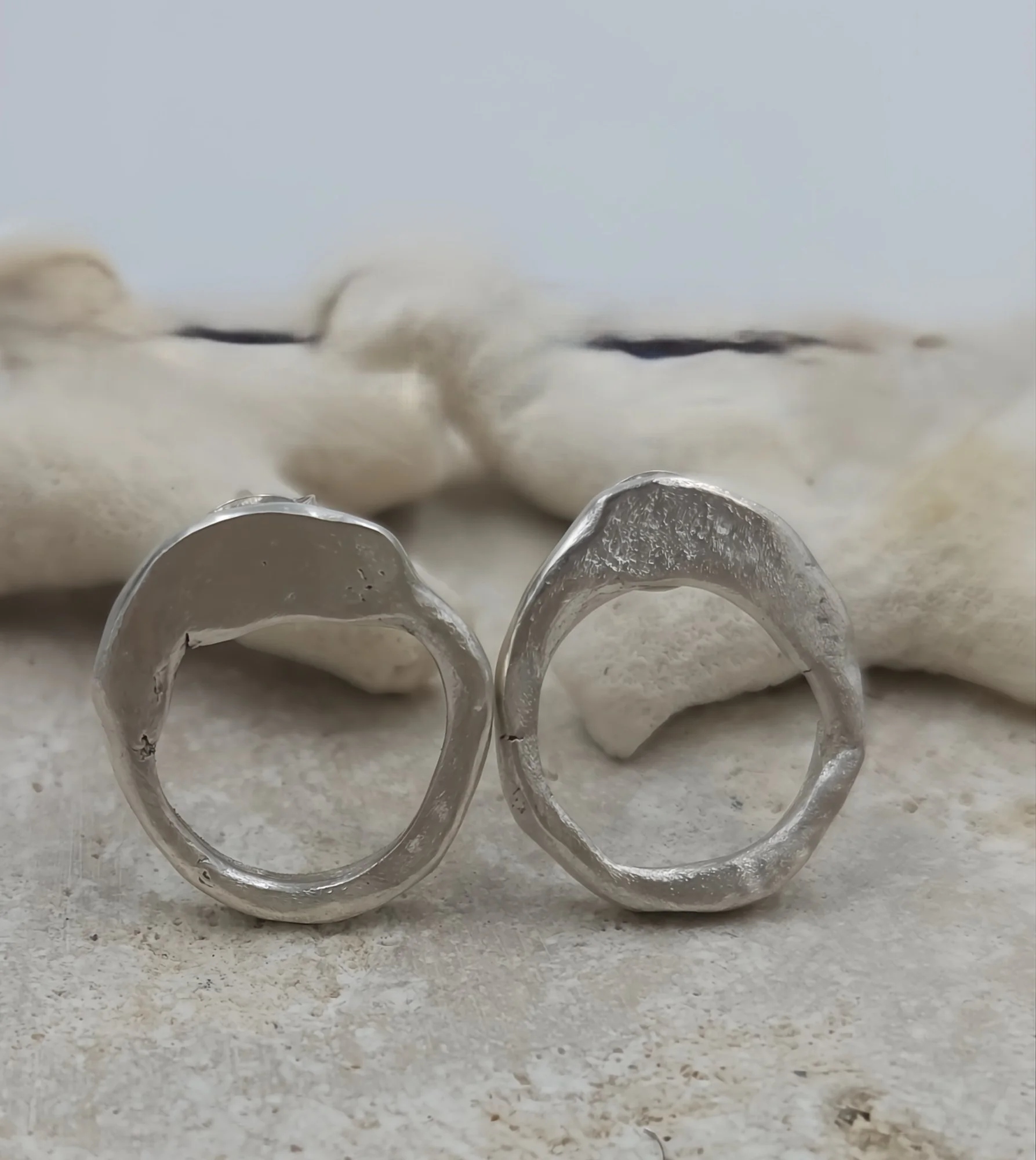 One of a Kind Sterling Silver Organic Circle Stud Earrings – Handmade Sculptural Silver Studs