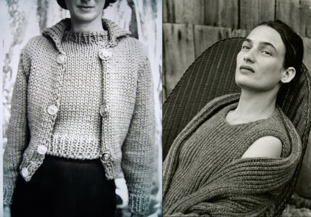 Maison Martin Margiela, A/W 1994-1995, Photo: Marina Faust Hermès A/W 1999-2000 Shawl collar cardigan and sleeveless tunic pullover in cashmere, 'Portraits de femme en Hermès', Le Monde d’Hermès, Model: Marie-Anne Van der Plaetsen, Photo: Joanna Van Mulder