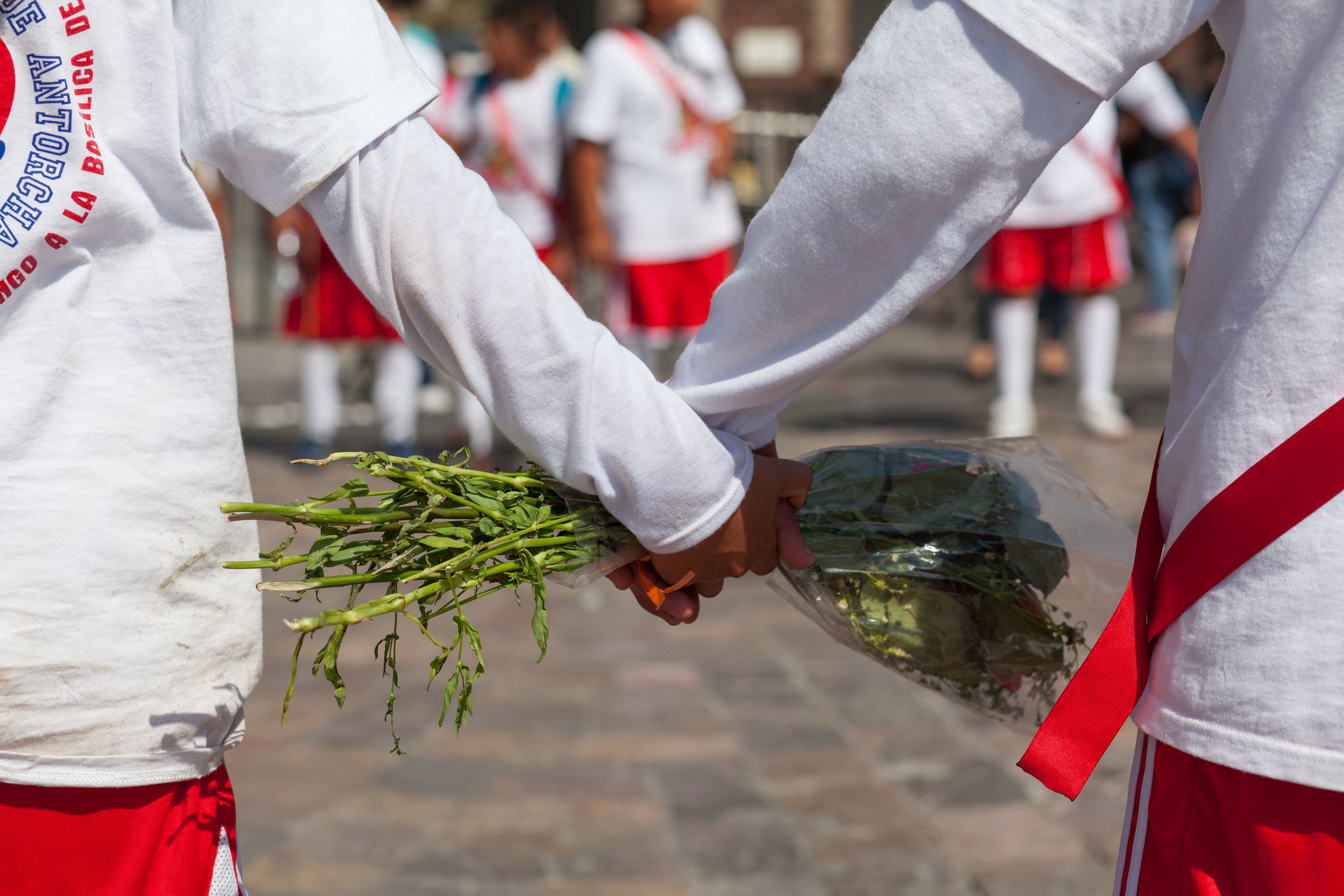 Holding hands at the Pilgrimage to the Basilica of Our Lady of Guadalupe, Mexico City 