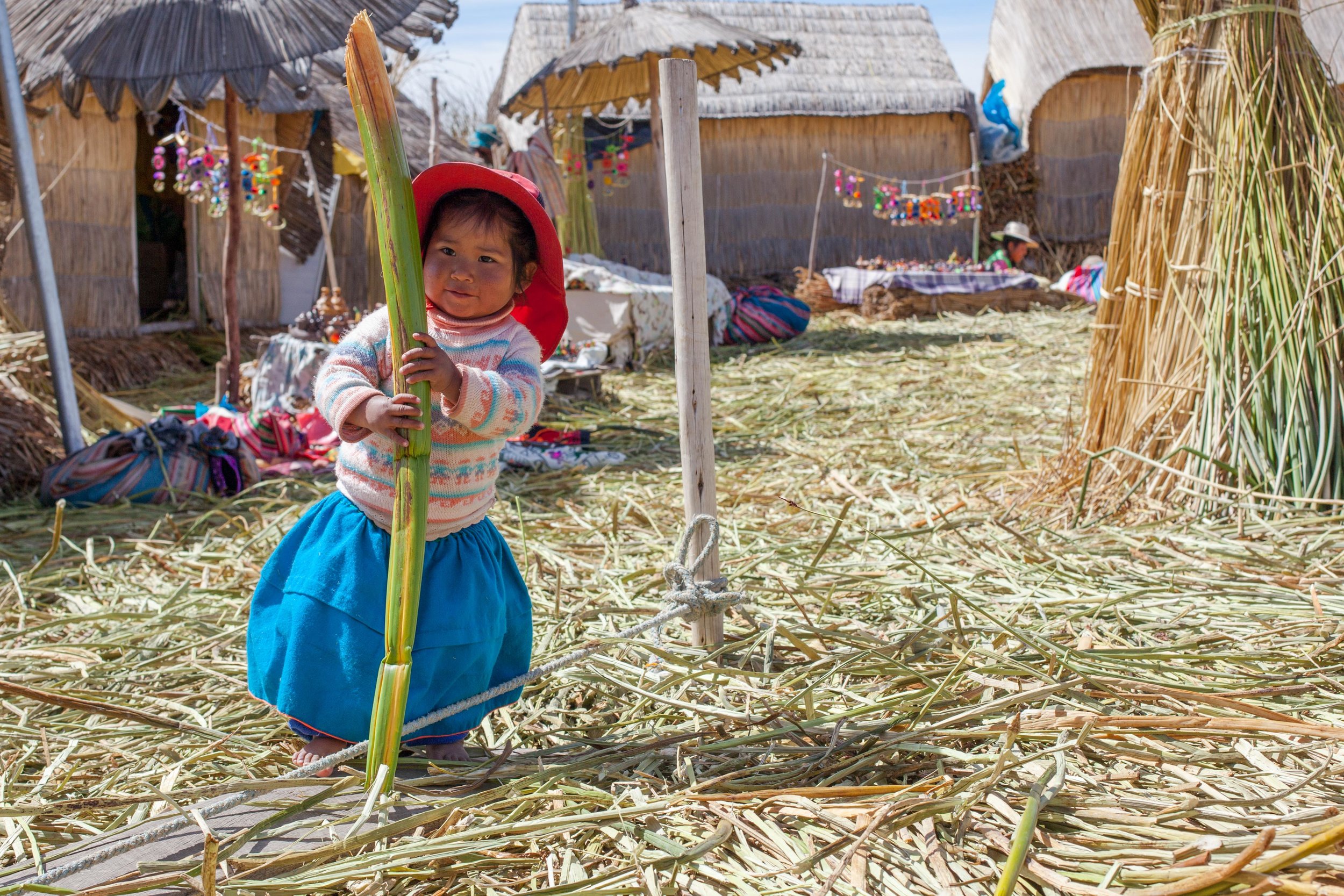 The colourful Uros islands in Puno, Peru.