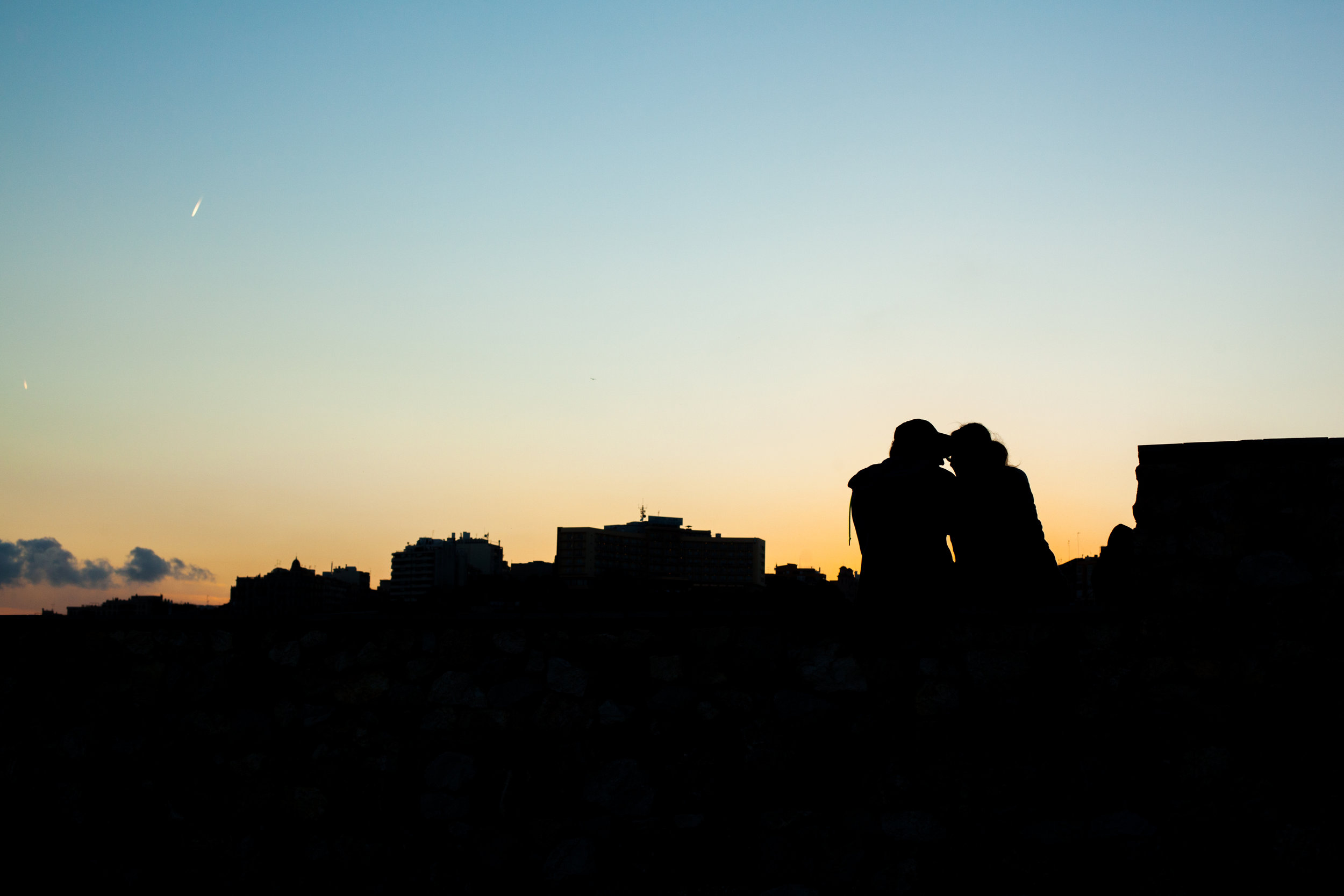 A romantic silhouette sunset shot in Tarragona, Catalonia.