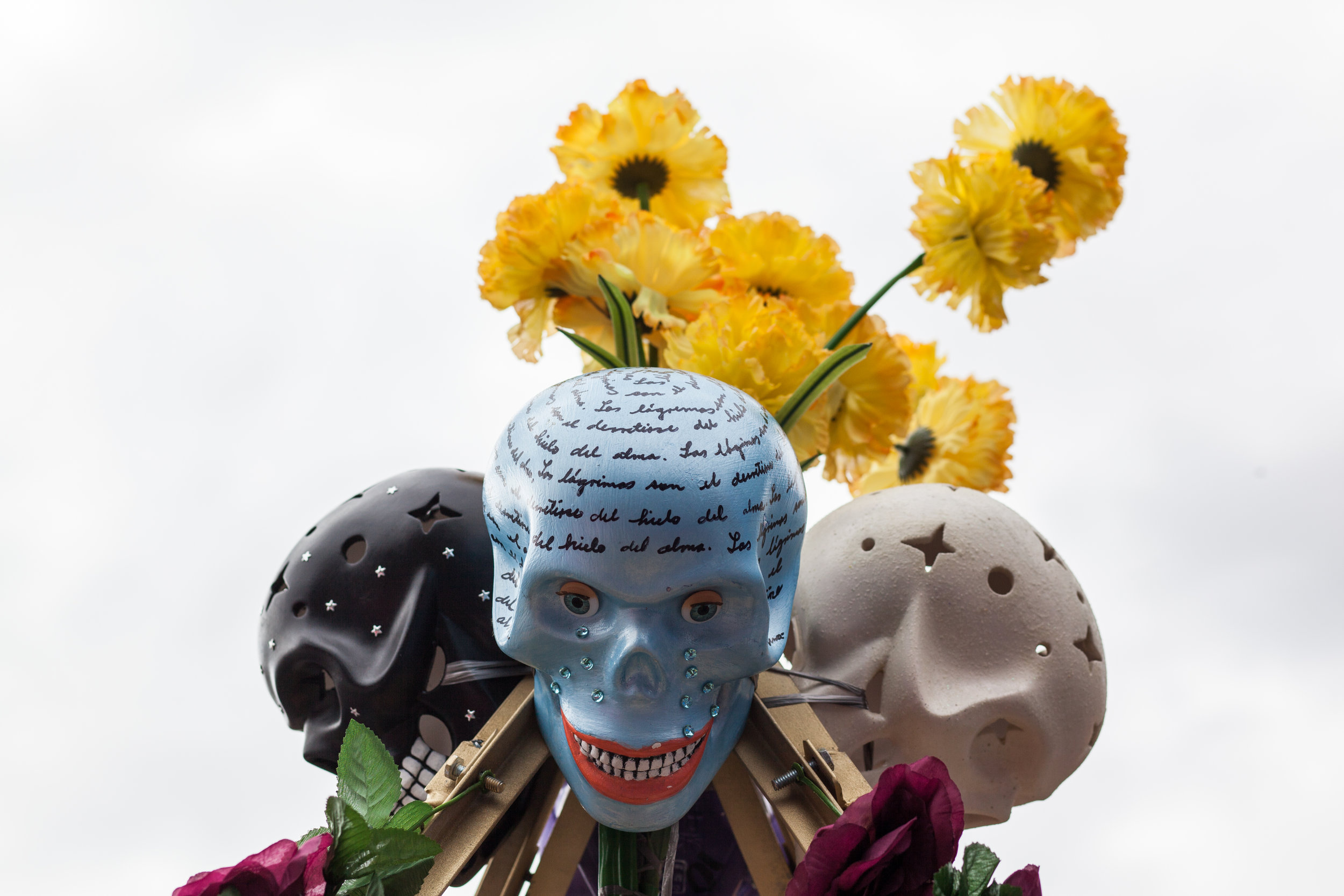 Beautiful colourful skulls prepared for the Day of the Dead in Mexico City.