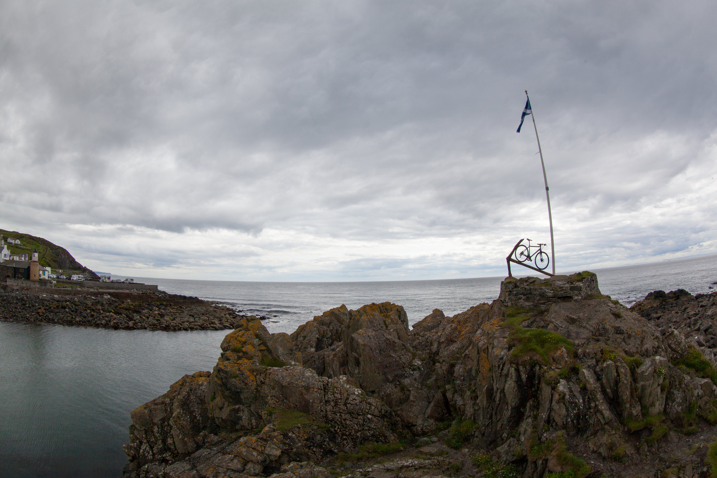 A rocky outcrop on the coastline of Scotland.
