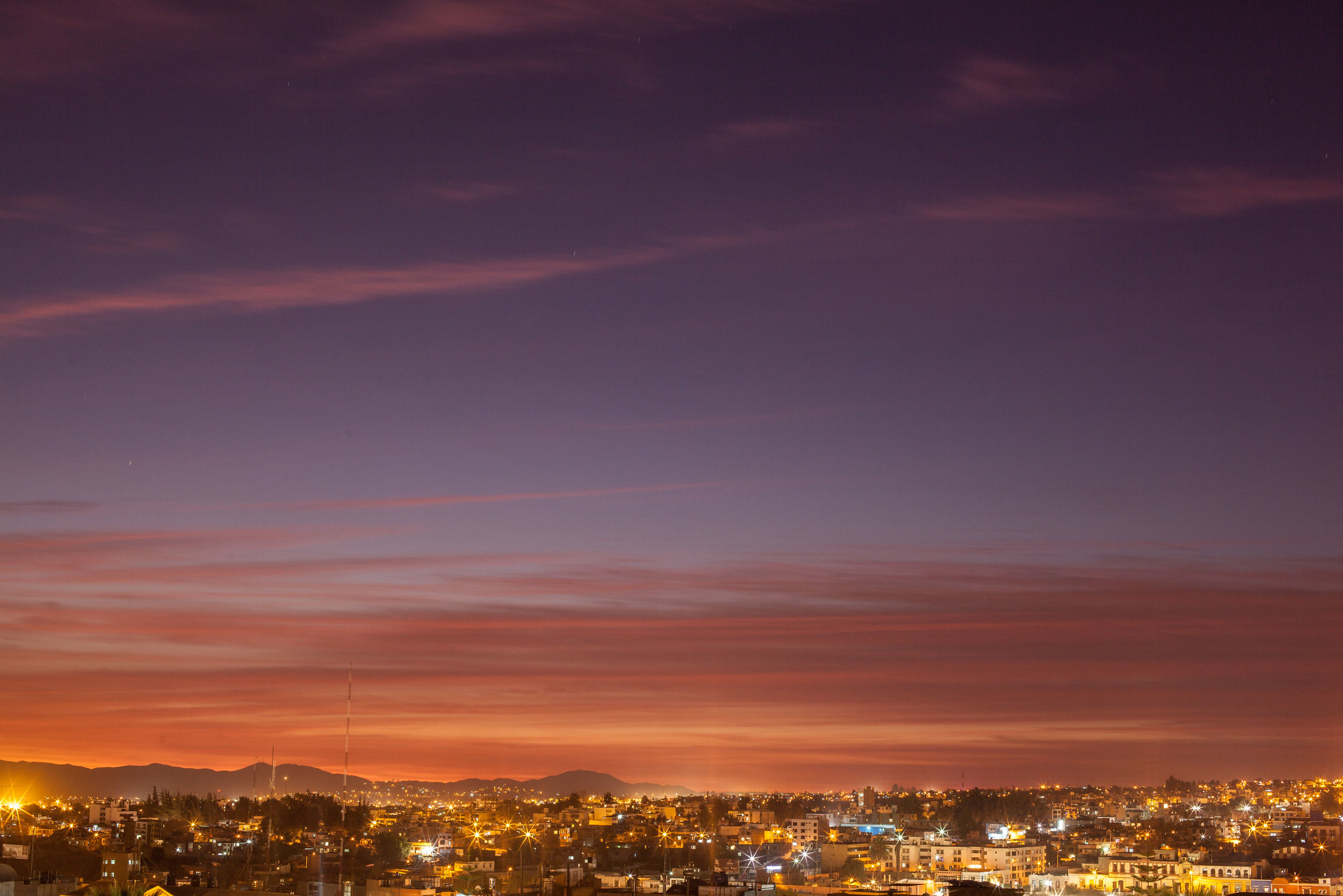 A beautiful sunset over the City of Arequipa in Peru.