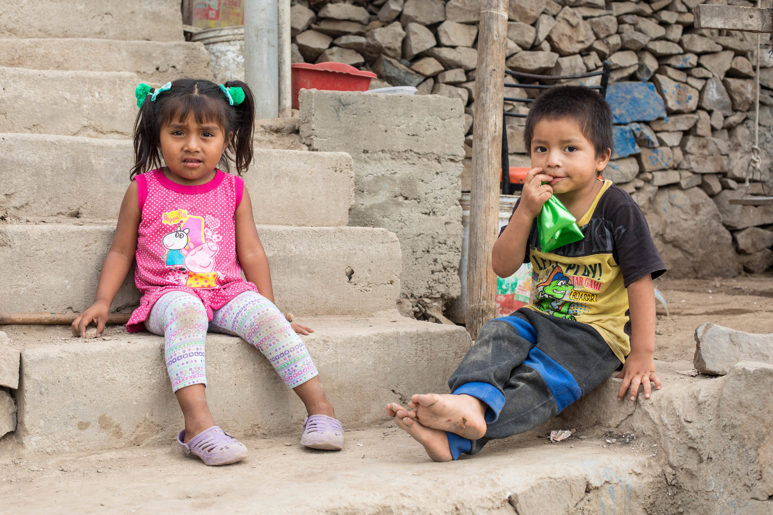 Cute Peruvian kids in one of the communities supported by Reciprocity NGO, Lima, Peru.