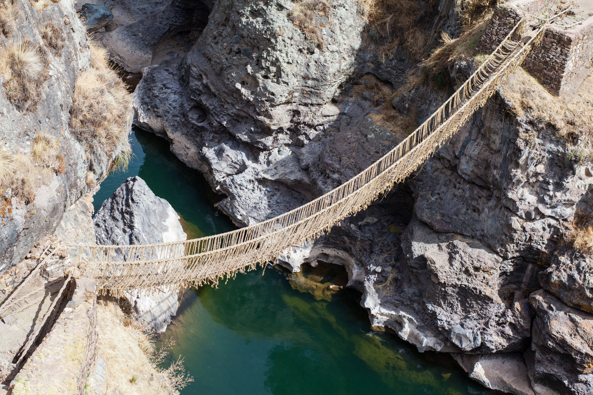 The Q’eswachaka Inca Bridge near Cusco.