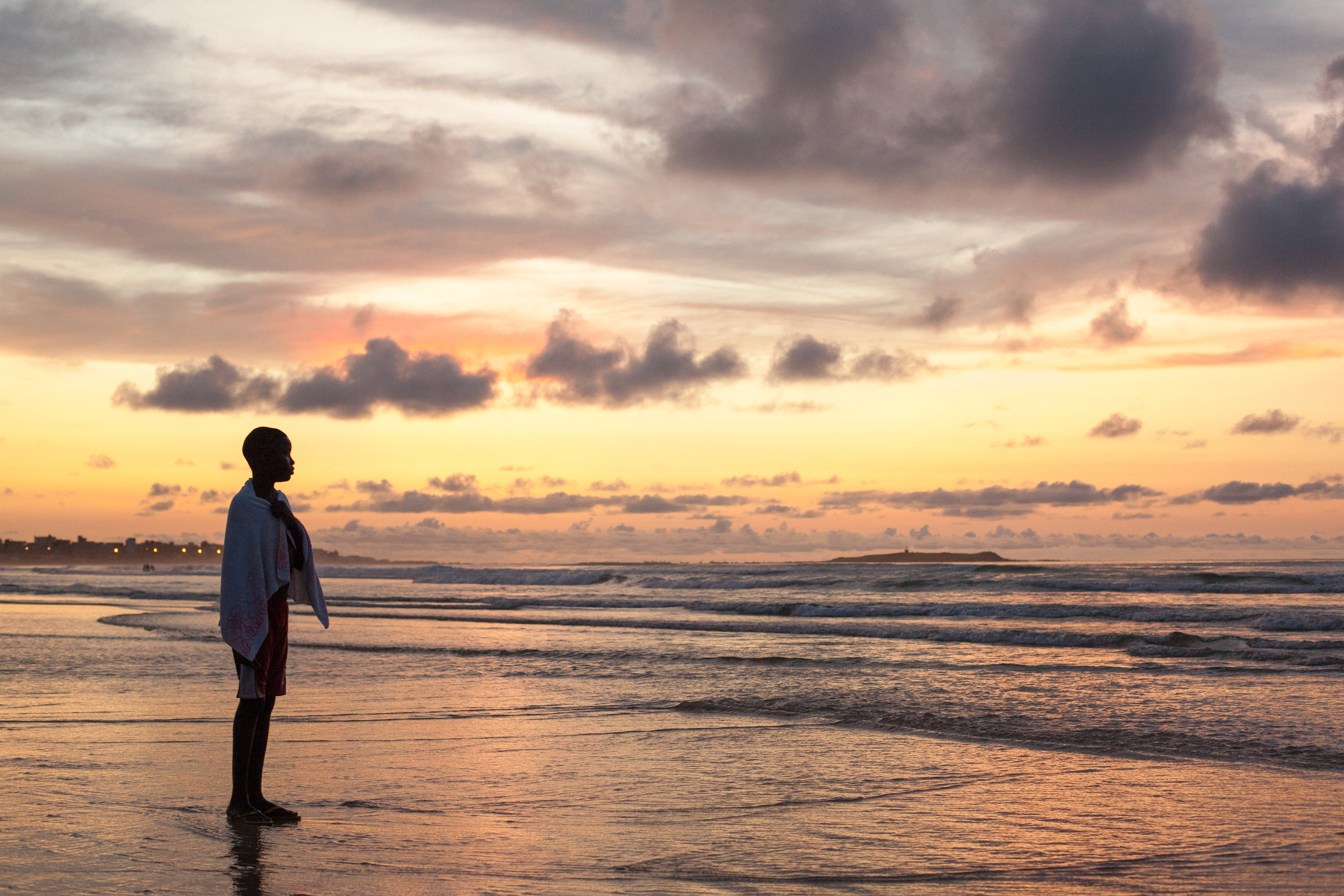 A beautiful sunset silhouette image taken on one of the many beaches on the Dakar peninsula in Senegal.