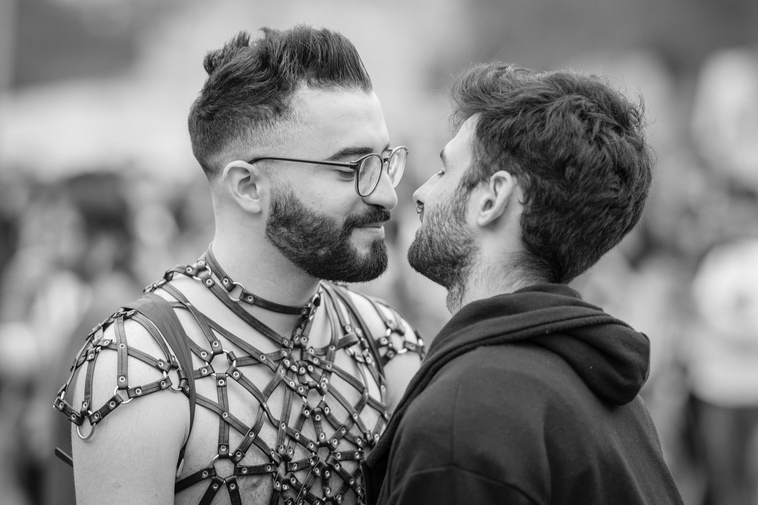 Pride March, Lima 2018, a couple say their goodbyes.