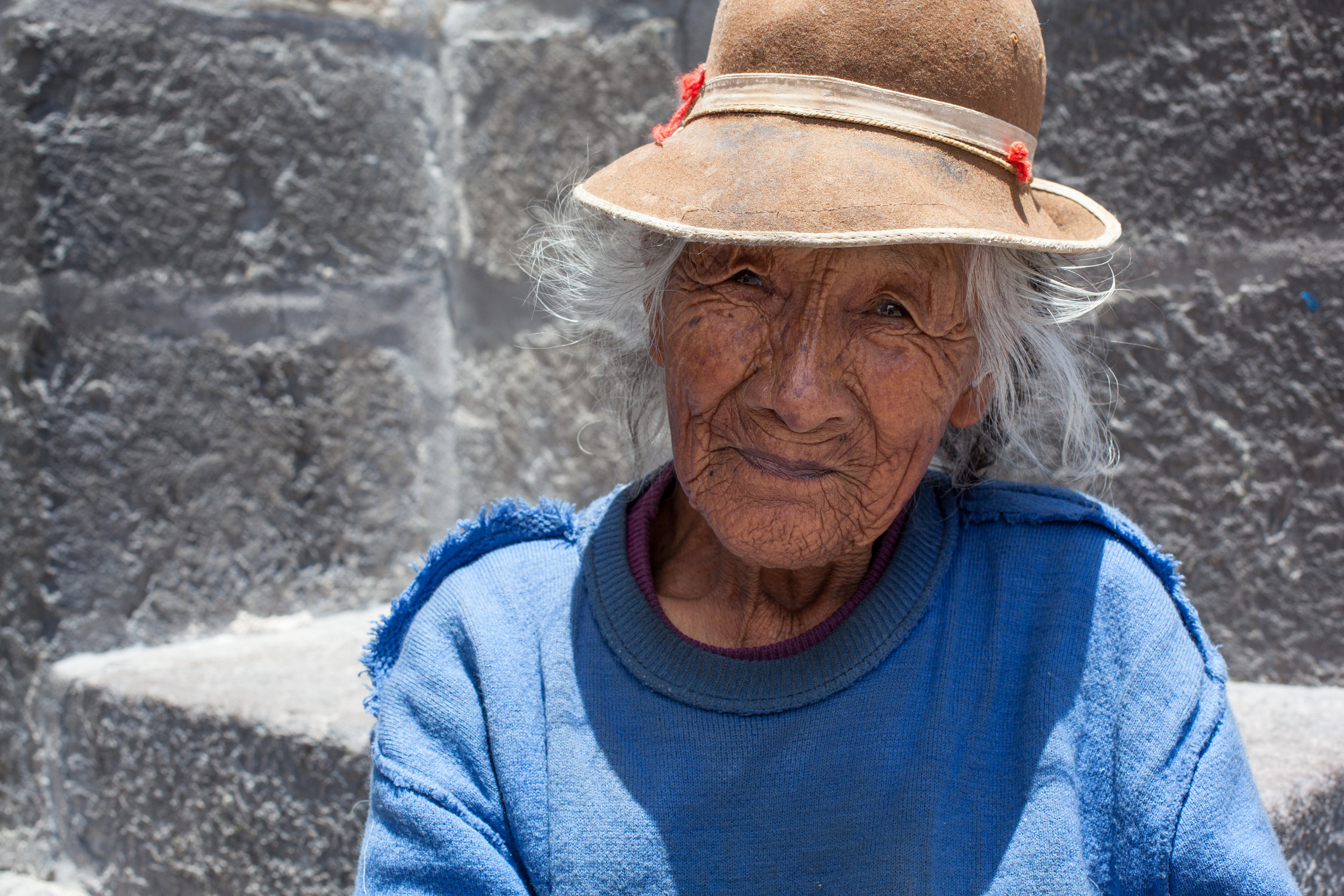 Portrait of a beautiful elderly lady in Arequipa, Peru.